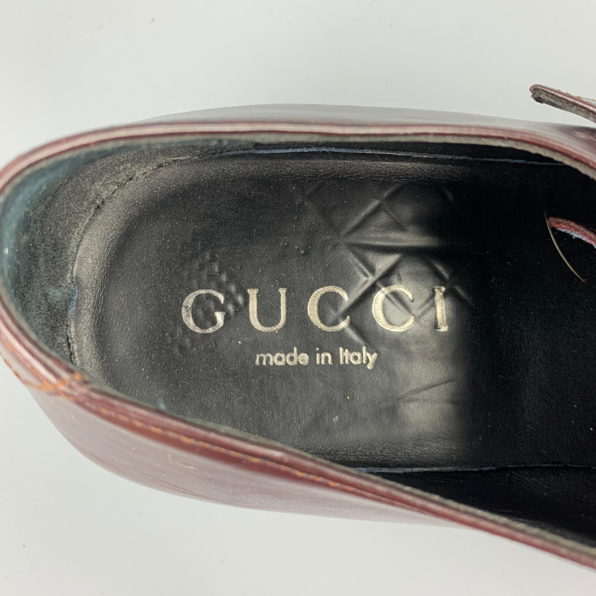 Men's GUCCI Size 9 Burgundy Leather Monk Strap Loafers