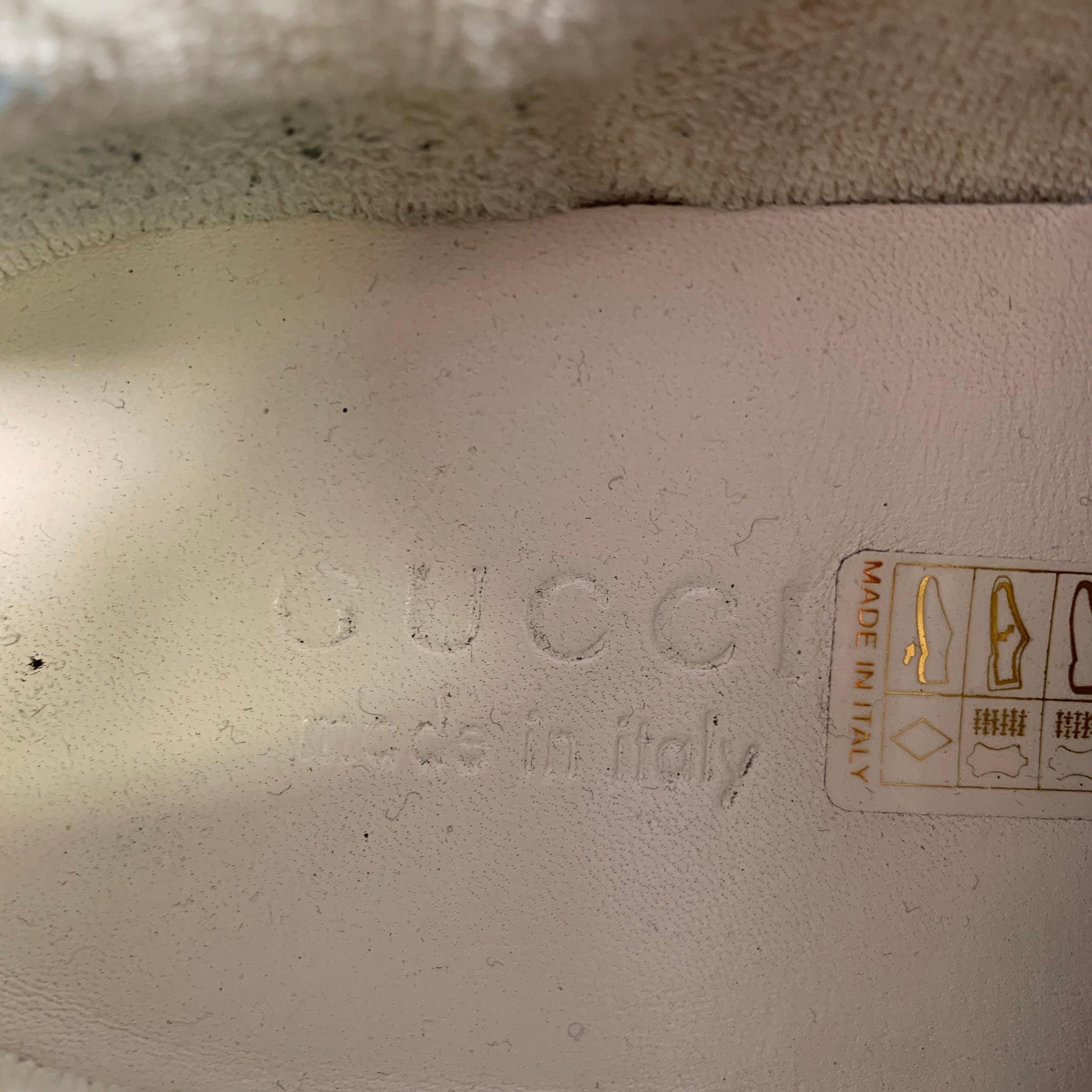 GUCCI Size 9 -Screener- Off White Distressed Leather Lace-Up Sneakers 2