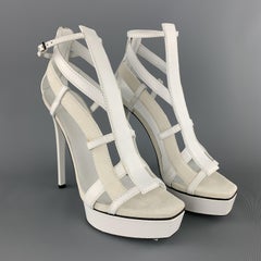 GUCCI Size 9 White Leather & Suede Strappy Platform LIFFORD MELBOURNE Sandals