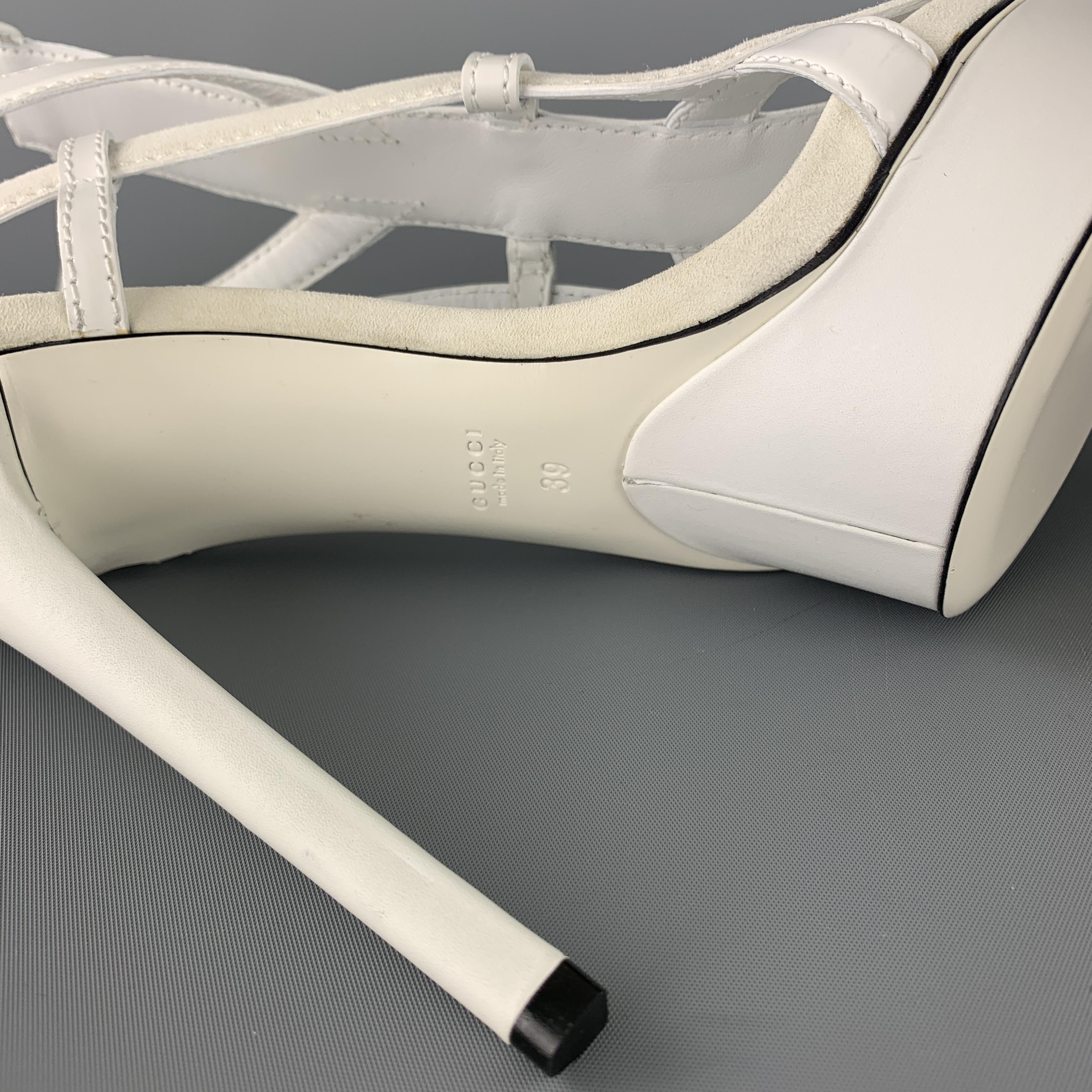 GUCCI Size 9 White Leather & Suede Strappy Platform LIFFORD MELBOURNE Sandals 2