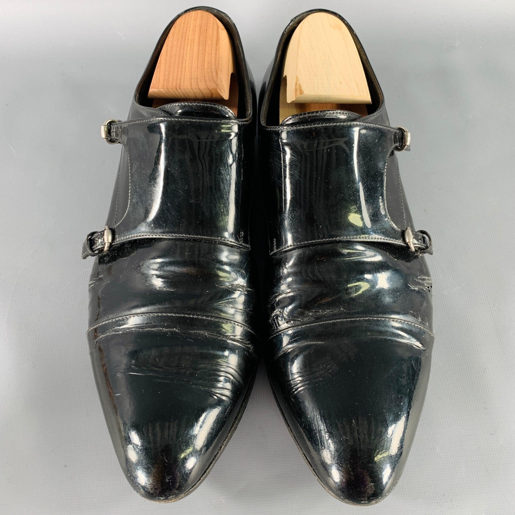 Men's GUCCI Size 9.5 Black Double Monk Strap Lace-Up Shoes