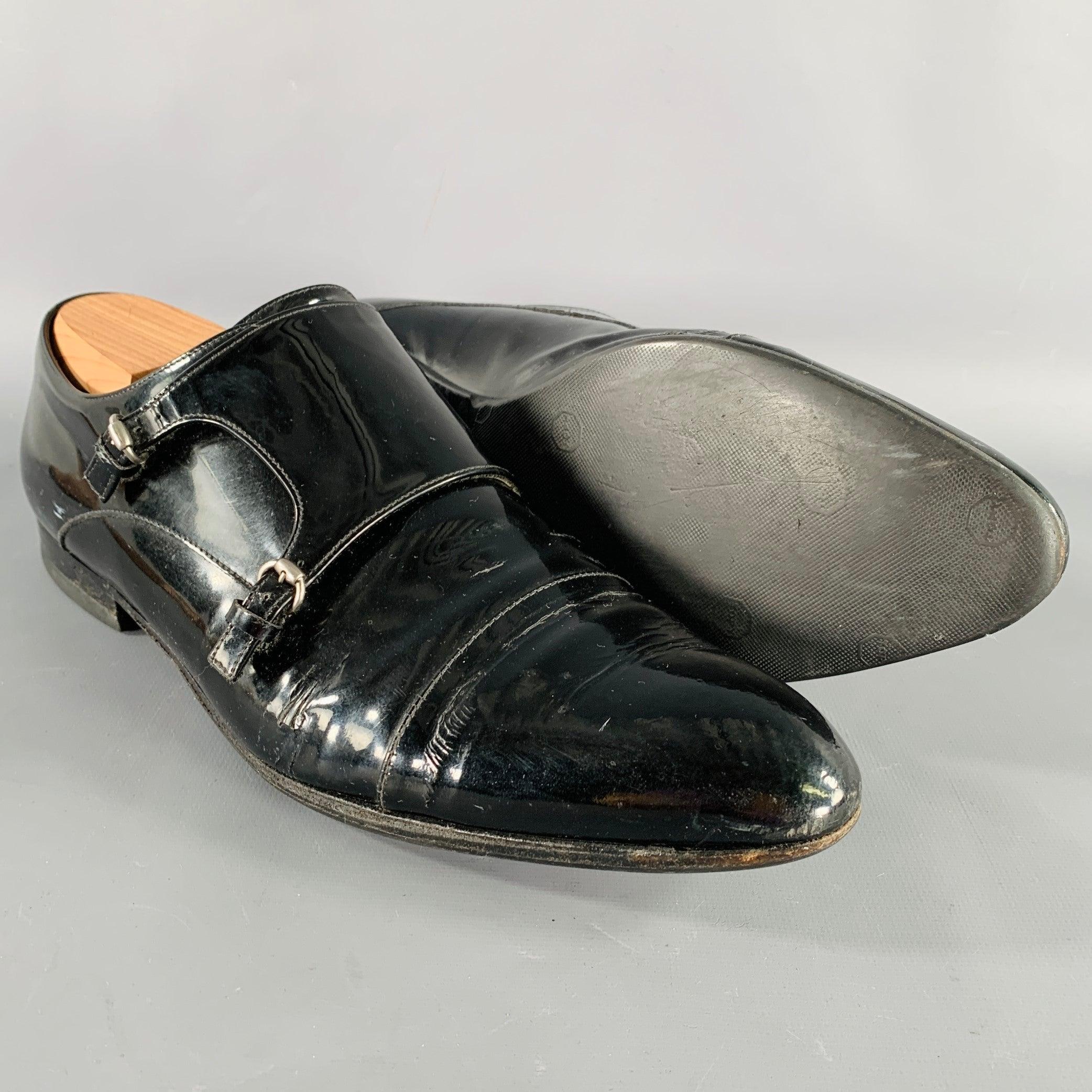 GUCCI Size 9.5 Black Double Monk Strap Lace-Up Shoes 1