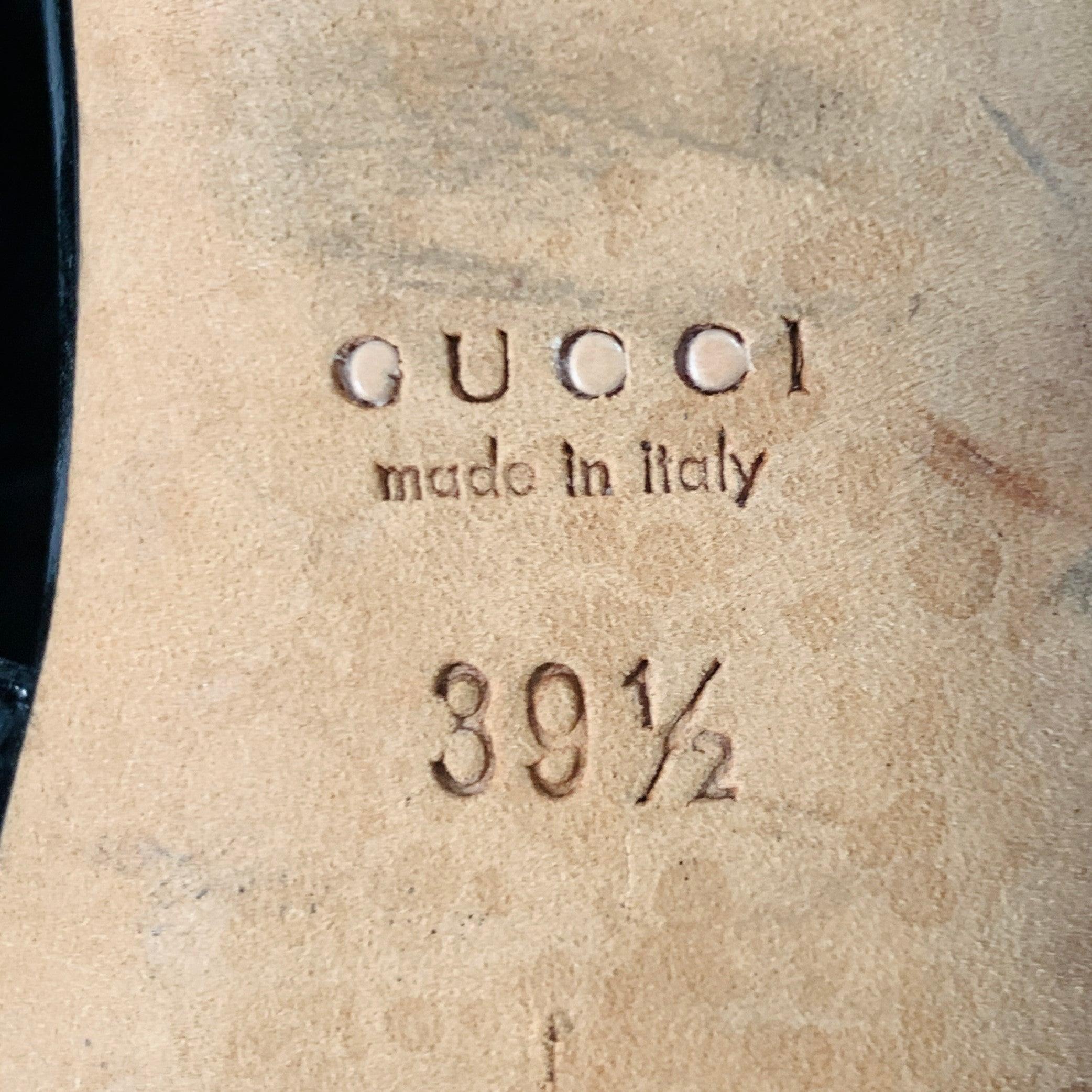 GUCCI Size 9.5 Black Leather Patent Leather Back Zipper Cage Sandals For Sale 4