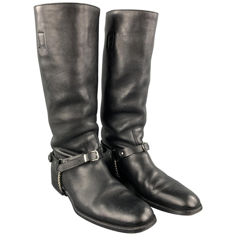 GUCCI Size 9.5 Black Solid Leather Boots at 1stDibs