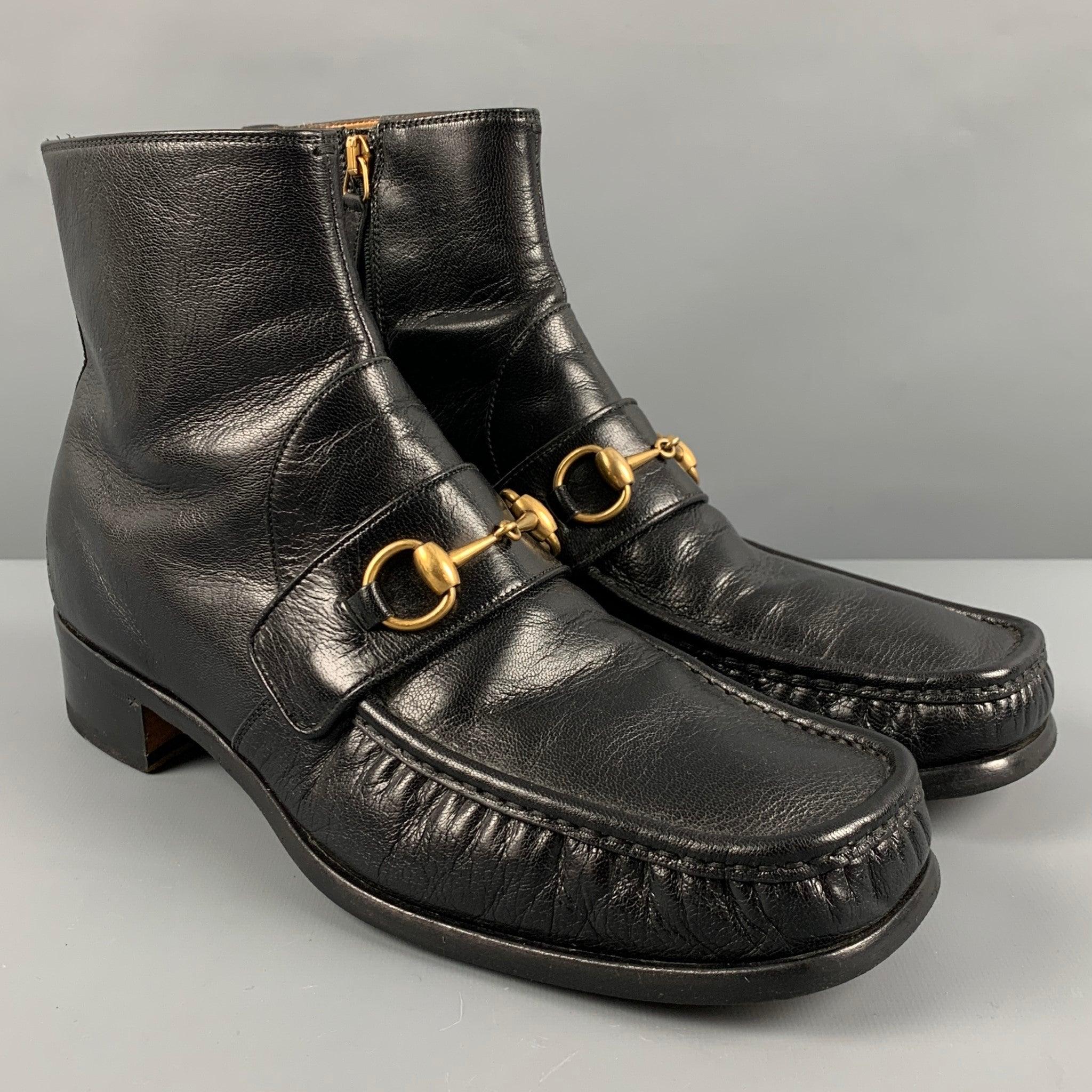 Vegas Apron, Gold tone horse bit
  
  
 
Reference: 127917
Category: Boots
More Details
    
Brand:  GUCCI
Size:  10
Gender:  Male
Color:  Black
Pattern:  Embroidery
Fabric:  Leather
Style:  Square Toe
Style (Boot's):  Ankle
Made in:  Italy
Age