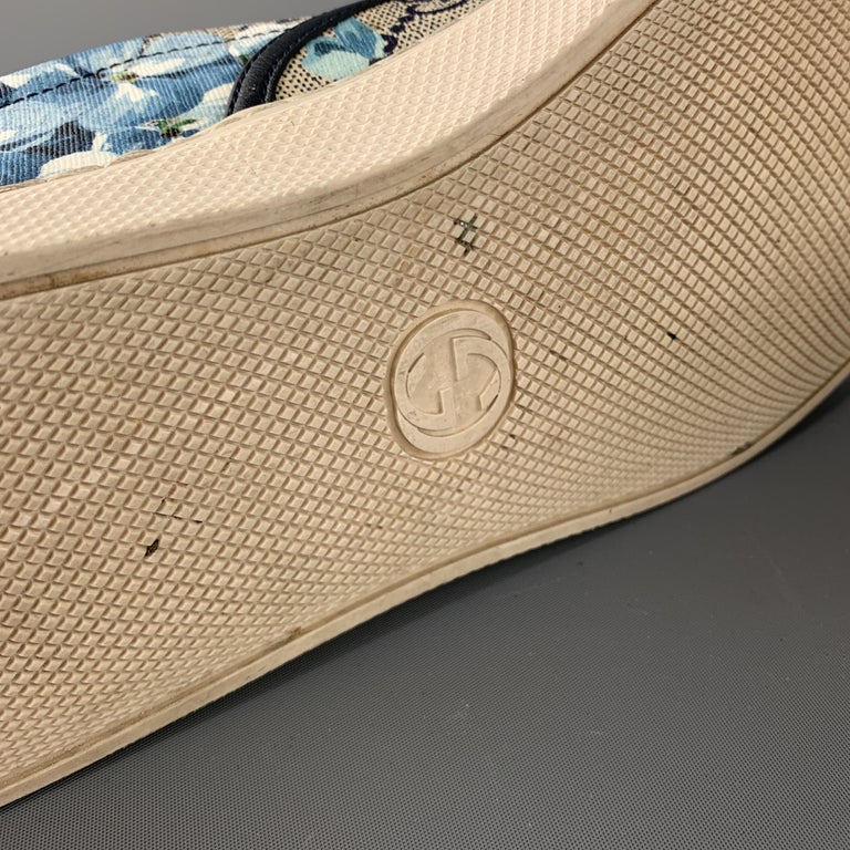gucci blue floral slip ons