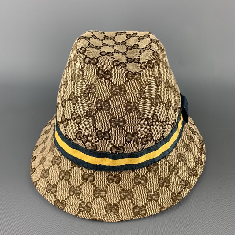 Gucci Brown/Gold Guccissima Satin Bucket Hat Gucci