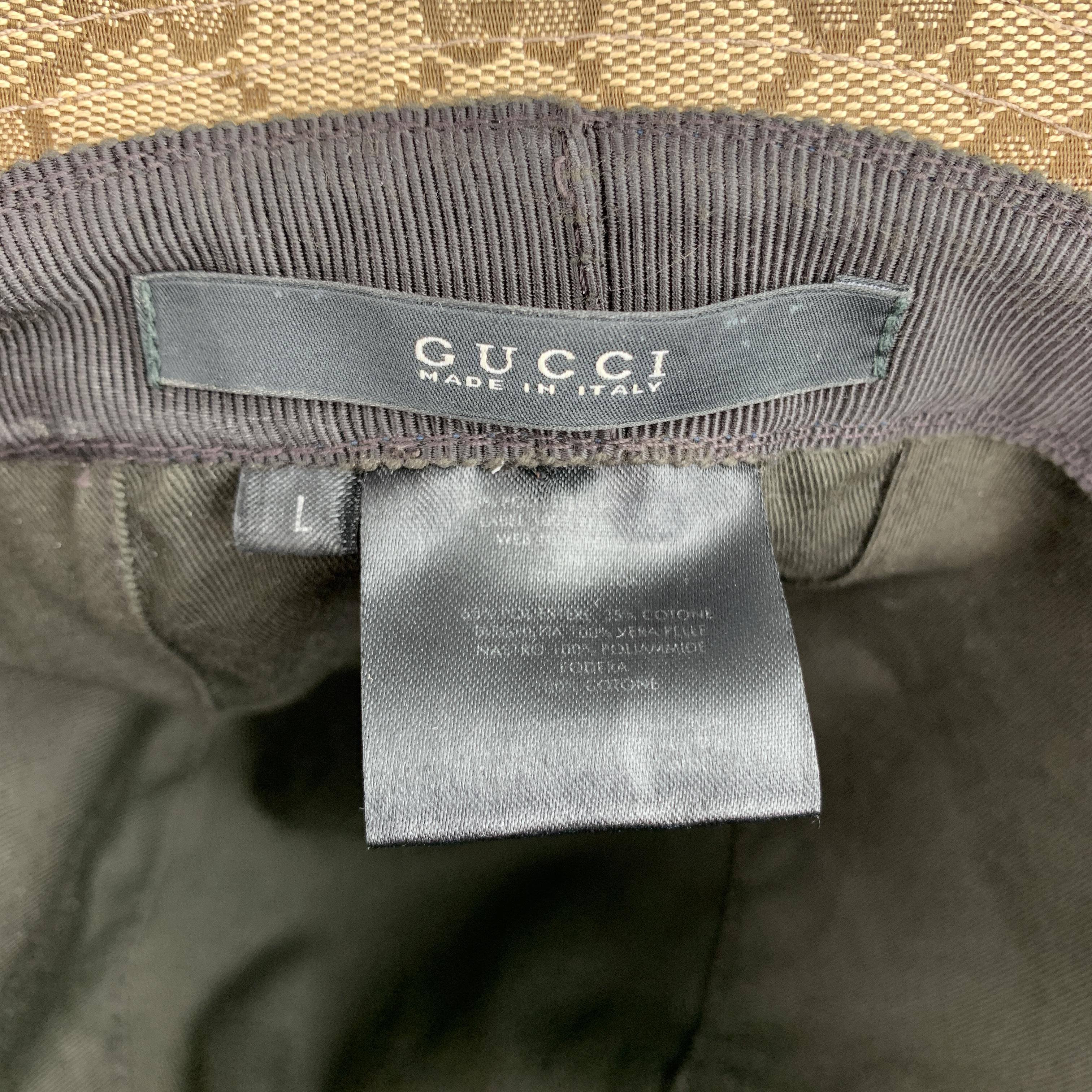 GUCCI Size L Beige Guccissima Blue and Yellow Stripe Bucket Hat at ...