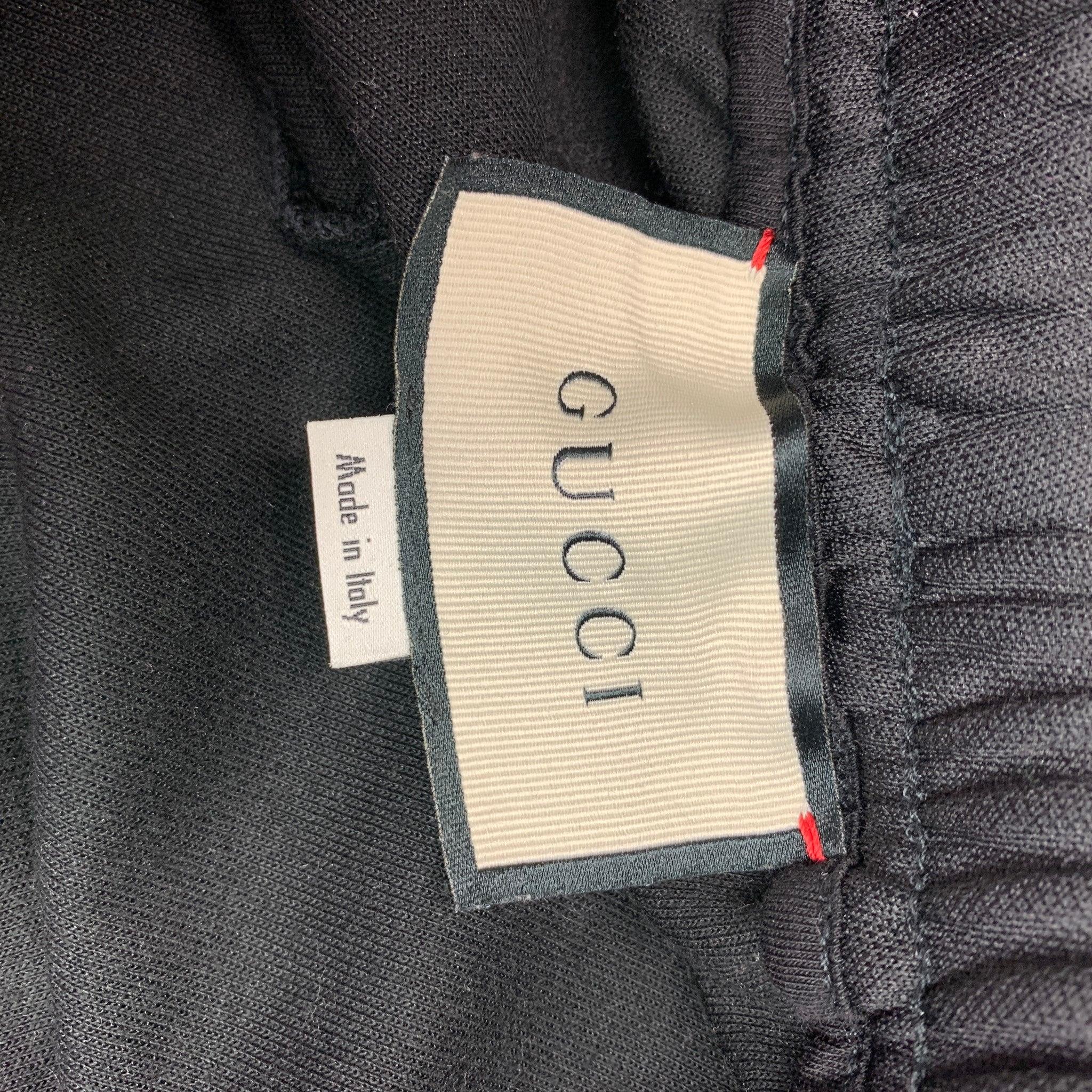 GUCCI Size L Black Khaki Monogram Polyester Cotton Sweatpants Casual Pants In Excellent Condition For Sale In San Francisco, CA