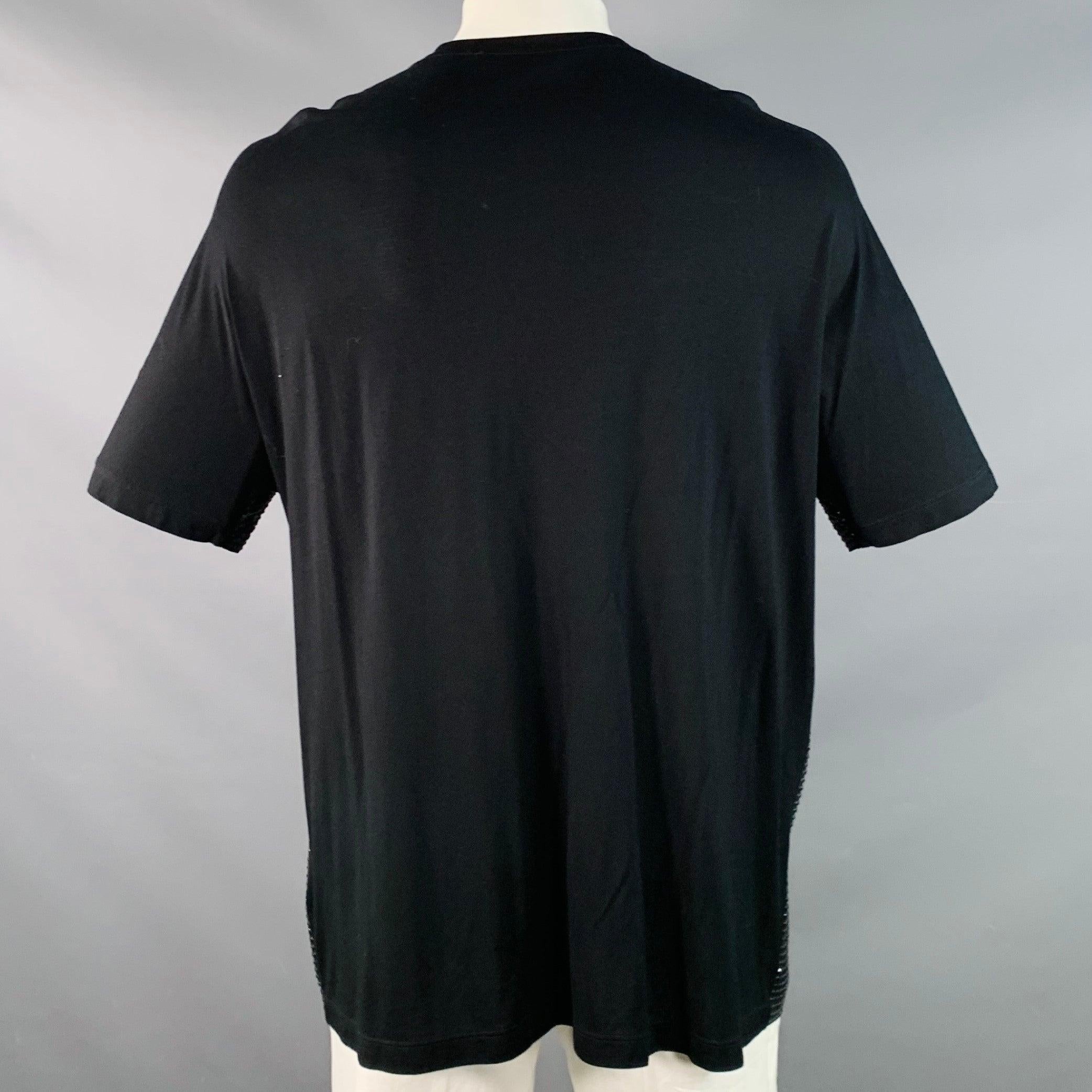 GUCCI Größe L Schwarz Nieten Seide Dolman Ärmel Rundhalsausschnitt T-shirt Herren im Angebot