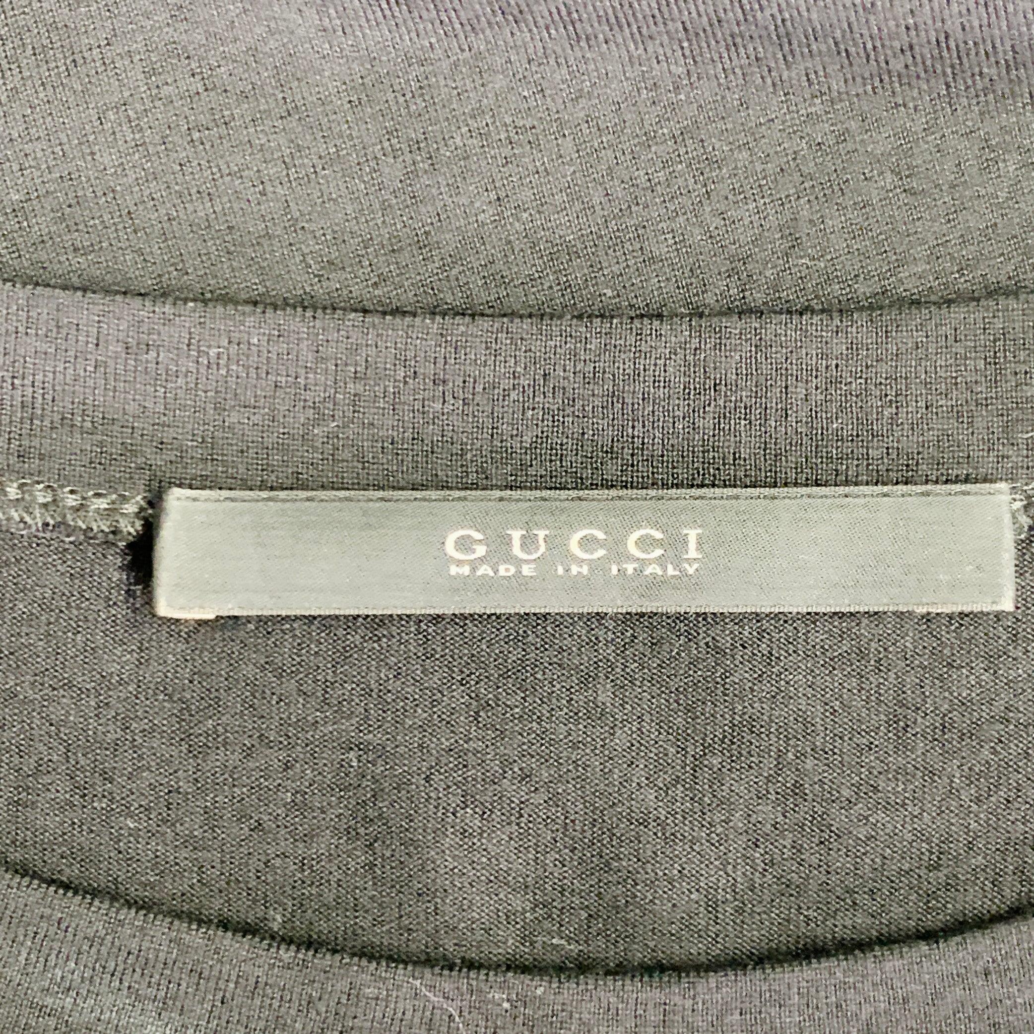 GUCCI Größe L Schwarz Nieten Seide Dolman Ärmel Rundhalsausschnitt T-shirt im Angebot 1