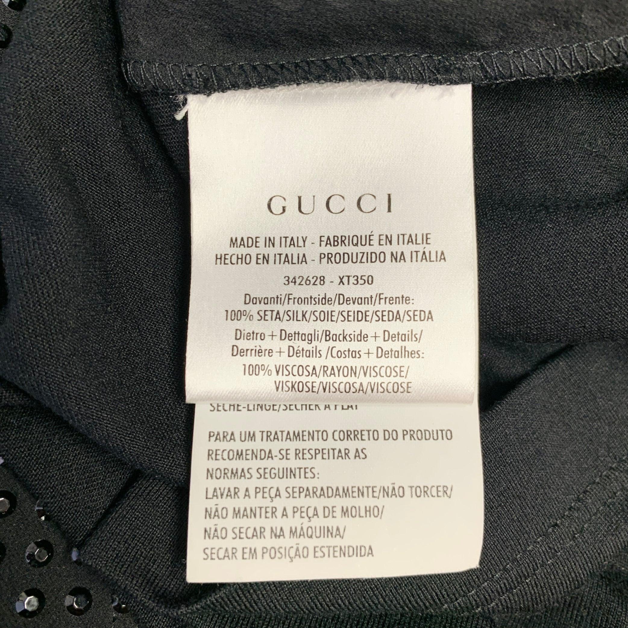 GUCCI Größe L Schwarz Nieten Seide Dolman Ärmel Rundhalsausschnitt T-shirt im Angebot 2