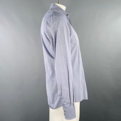 GUCCI Size L Blue Grey Fitted Button Up Long Sleeve Shirt
