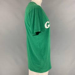 GUCCI Size L Green & White Logo Cotton Crew-Neck T-shirt