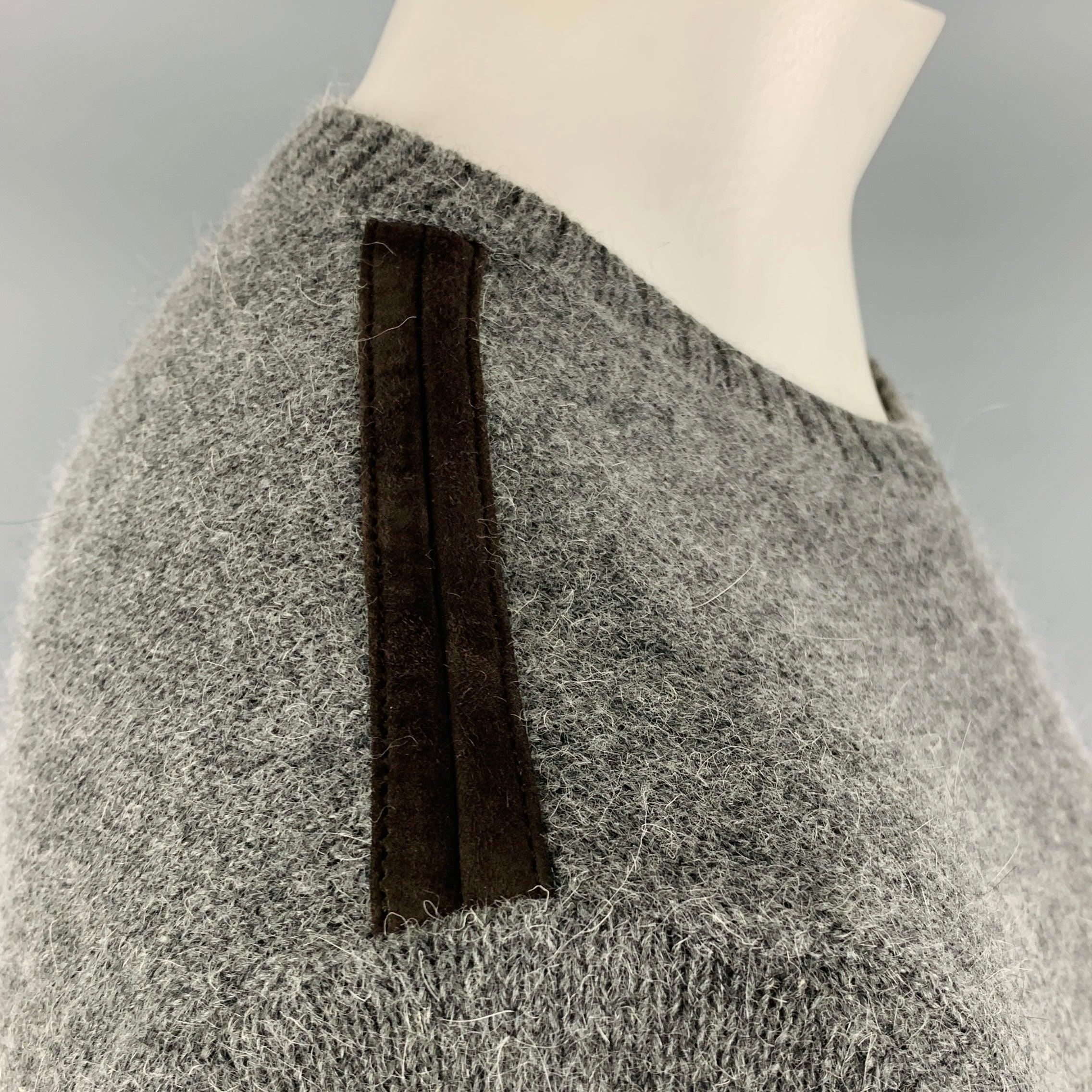 GUCCI Größe L Grau Braun Strickpullover mit Rundhalsausschnitt aus Alpakamischung im Zustand „Hervorragend“ im Angebot in San Francisco, CA