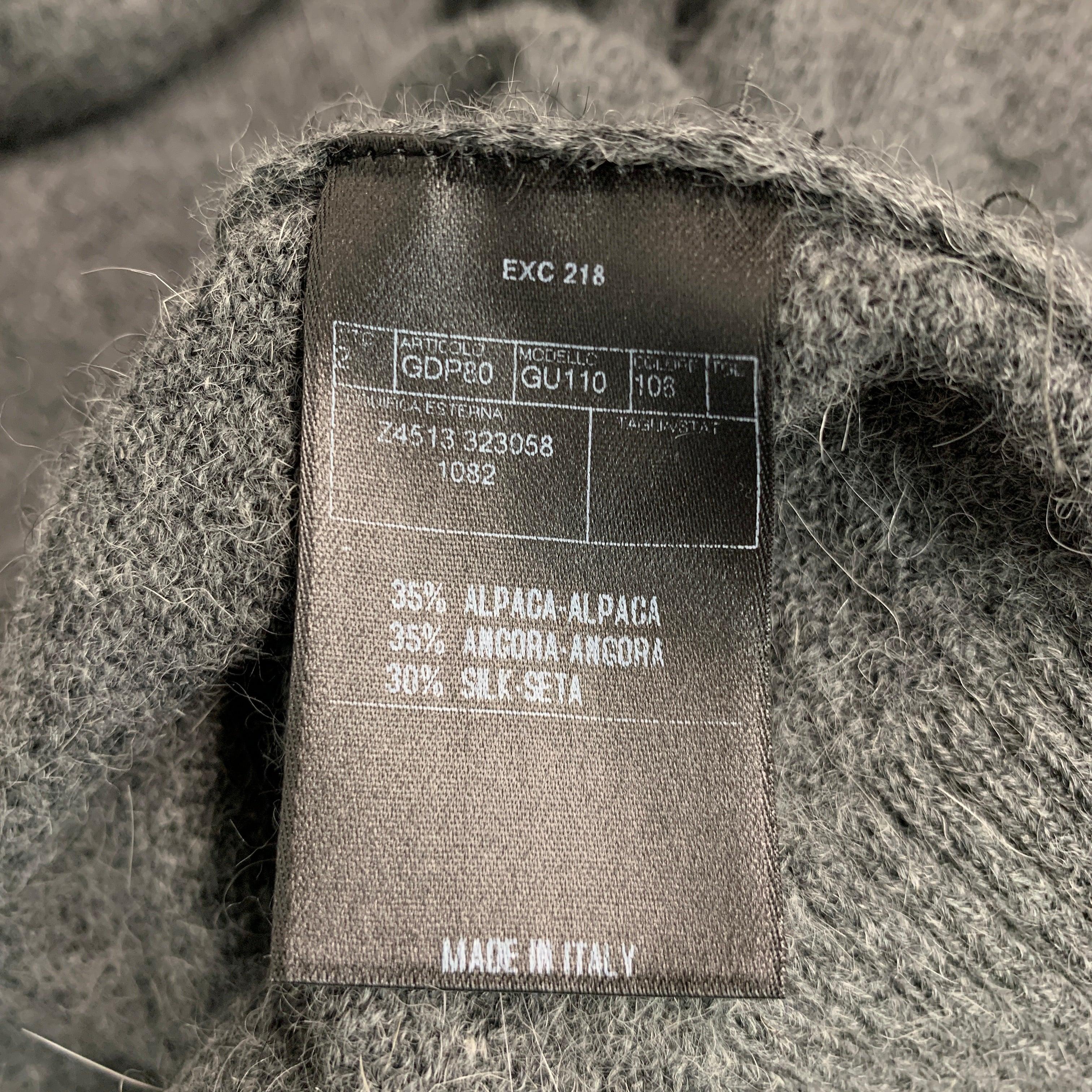 GUCCI Size L Grey Brown Knit Alpaca Blend Crew Neck Sweater For Sale 2