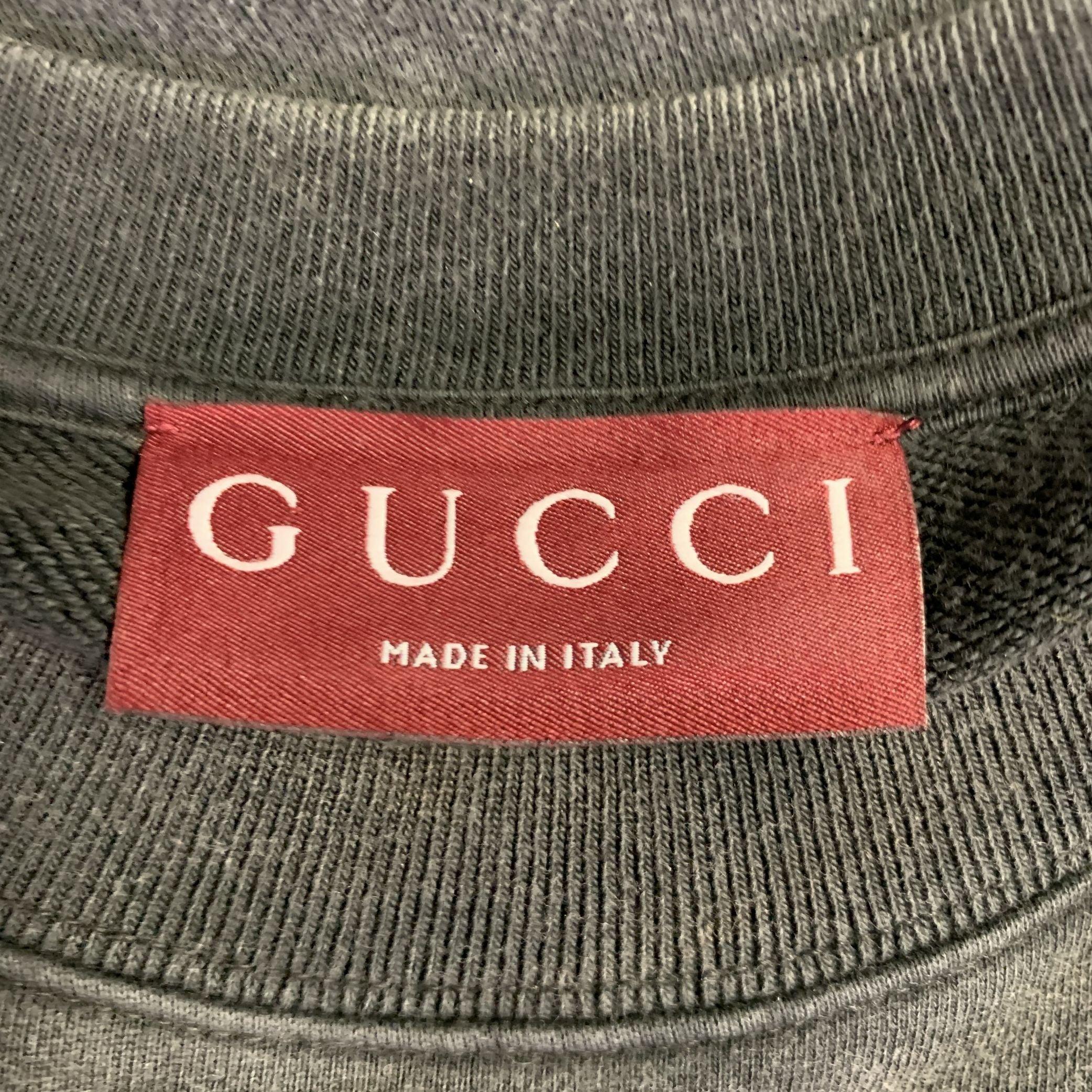 Uomo Gucci Felpa girocollo in cotone con logo grigio taglia L in vendita