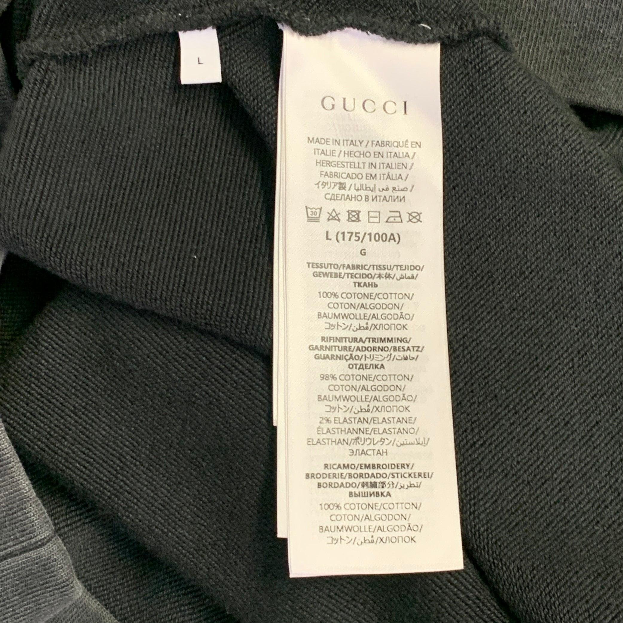 Gucci Felpa girocollo in cotone con logo grigio taglia L in vendita 1