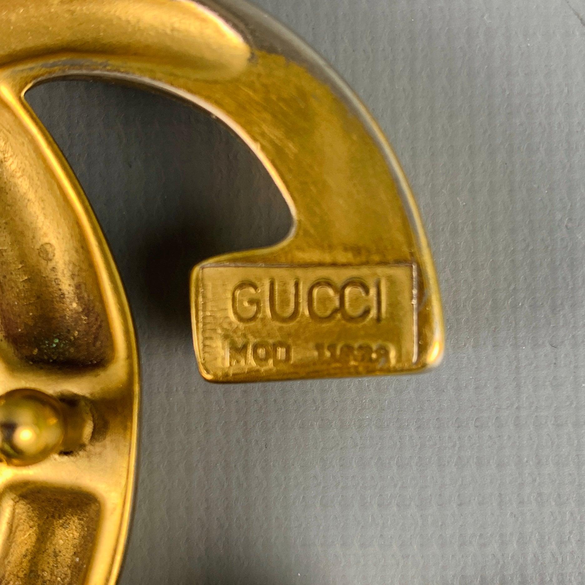Brown GUCCI Size L Metal GG Monogram Belt Buckle For Sale