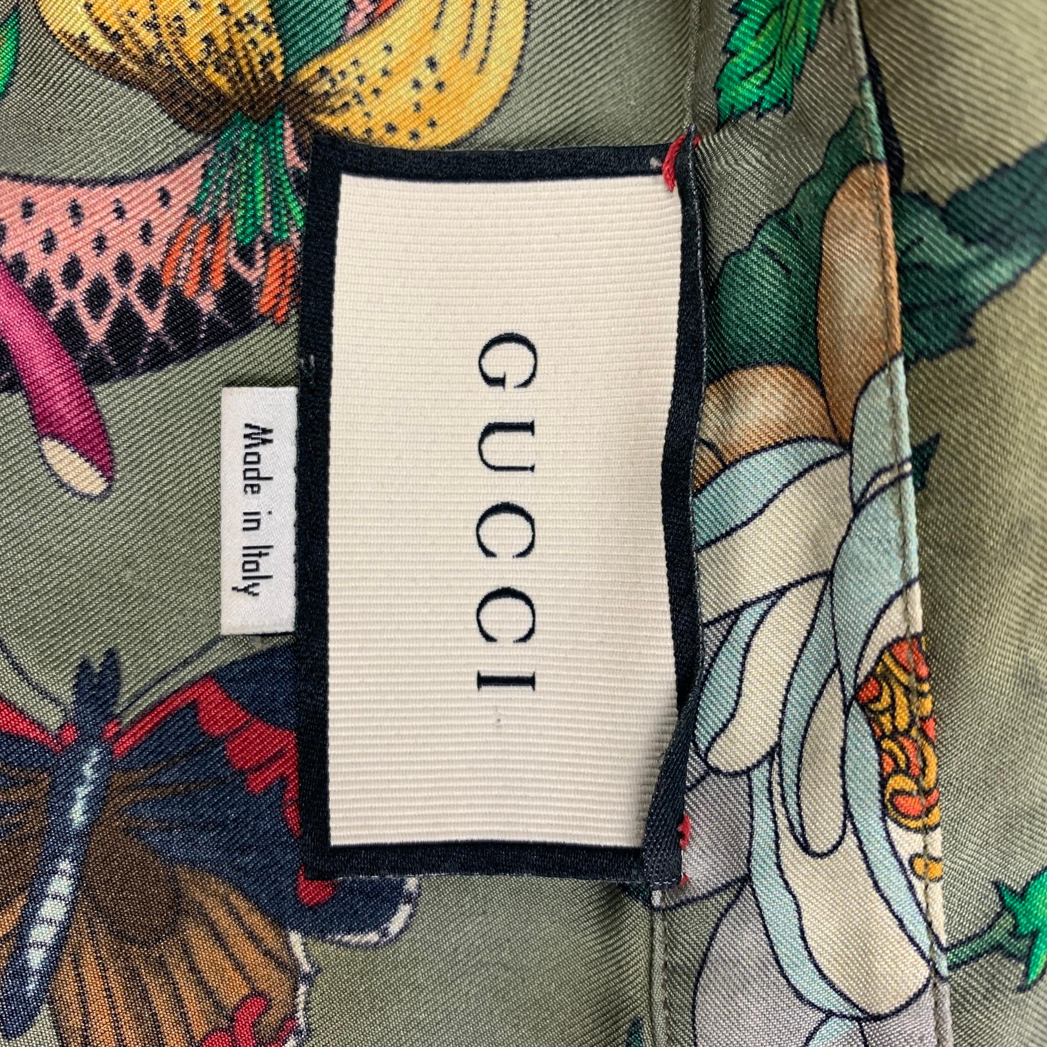 GUCCI Size L Multi-Color Print Silk Camp Short Sleeve Shirt In Good Condition In San Francisco, CA