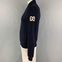 GUCCI Size L Navy Knitted Wool Zip Up Jacket