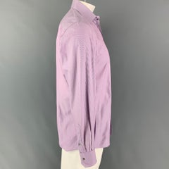 GUCCI Size L Purple White Stripe Cotton Button Down Long Sleeve Shirt