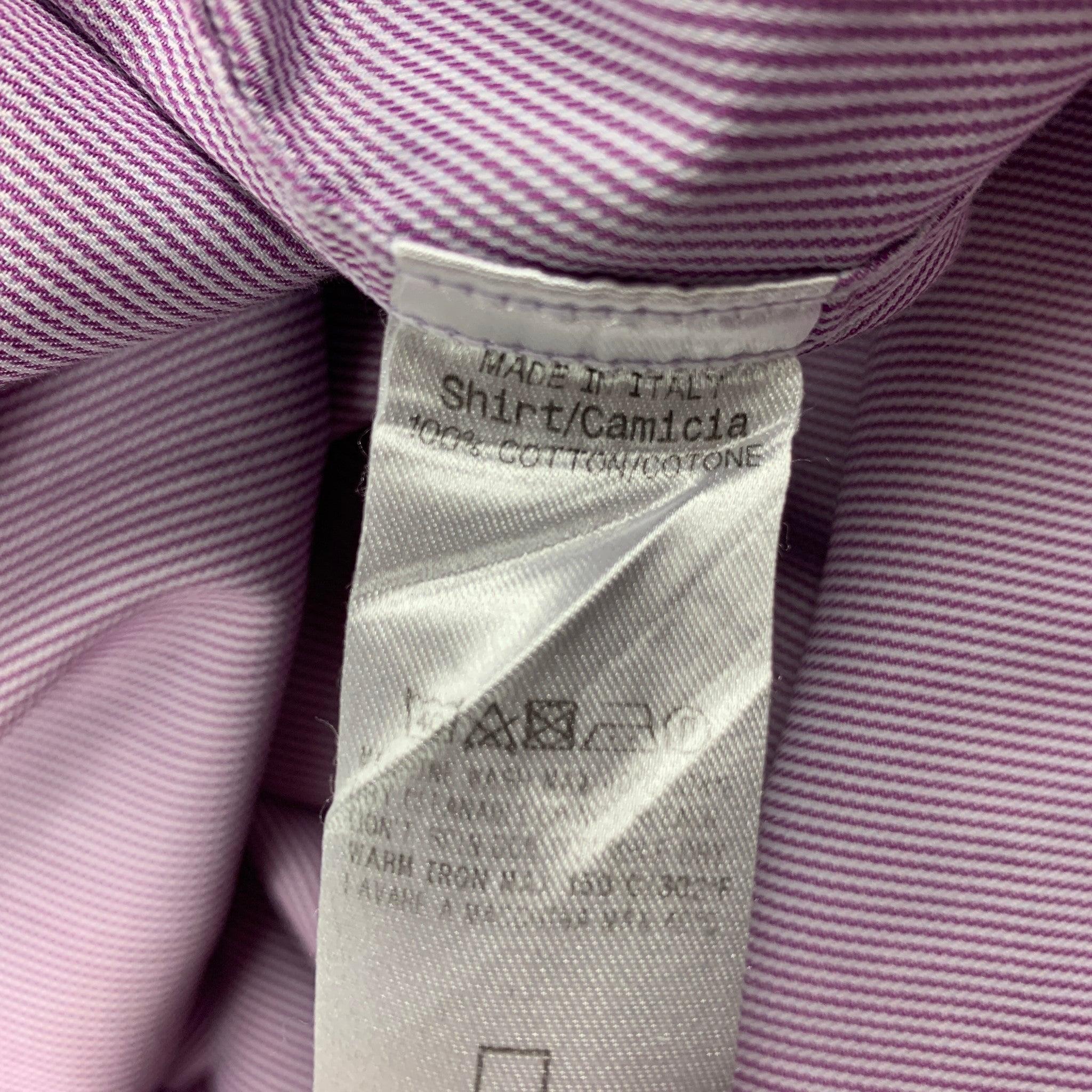 GUCCI Size L Purple White Stripe Cotton Button Down Long Sleeve Shirt In Good Condition In San Francisco, CA