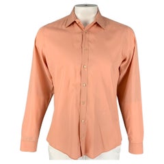 GUCCI Size L Salmon Cotton Silk Button Down Long Sleeve Shirt
