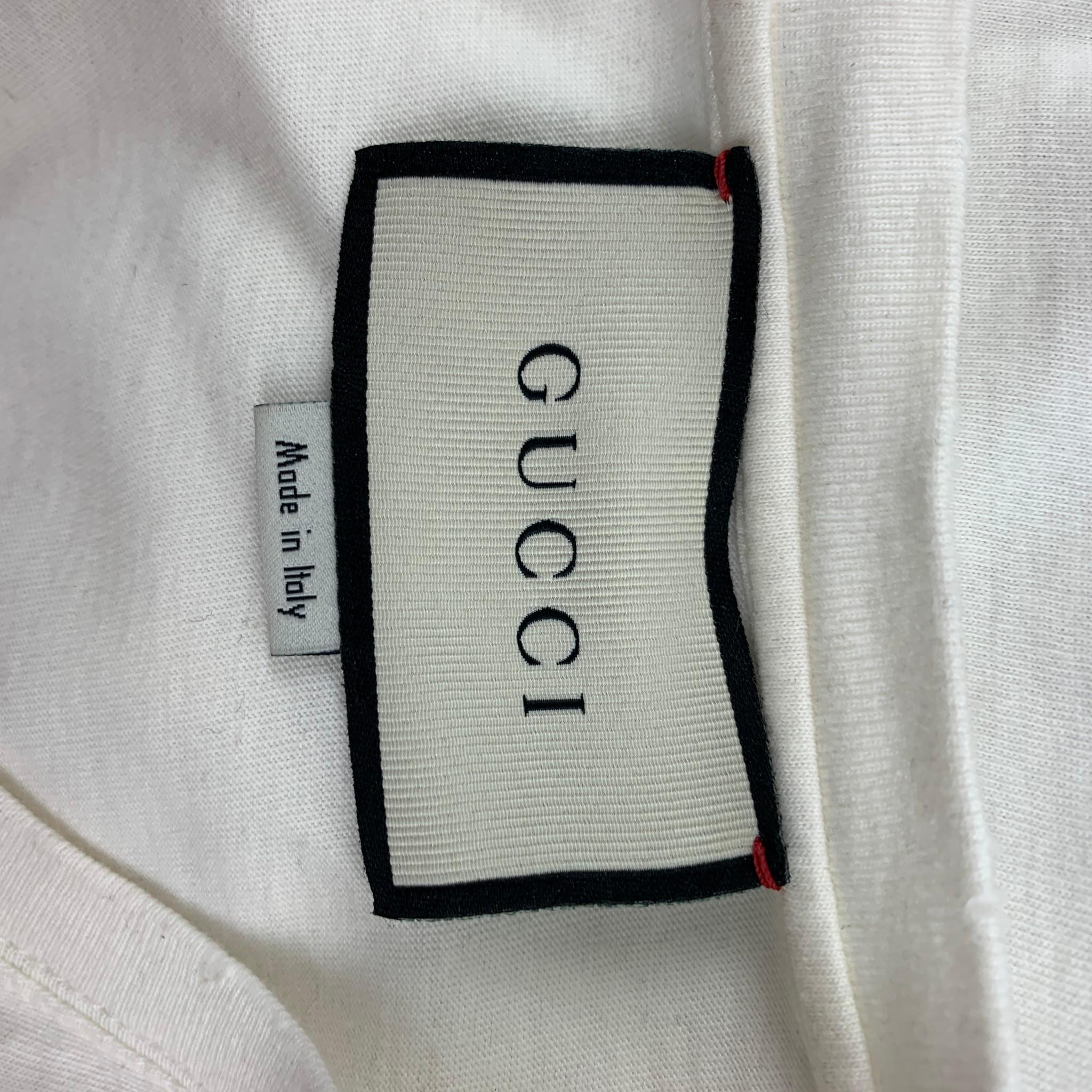 GUCCI Size L White Bunny Logo Cotton Crew-Neck T-shirt In Good Condition In San Francisco, CA