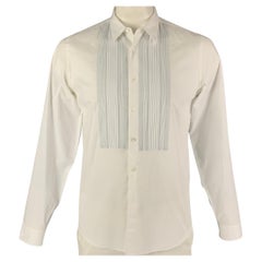 GUCCI Size L White Cotton Tuxedo Long Sleeve Shirt
