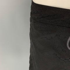 GUCCI Size M Black Jacquard GG Polyamide Cotton Drawstring Shorts