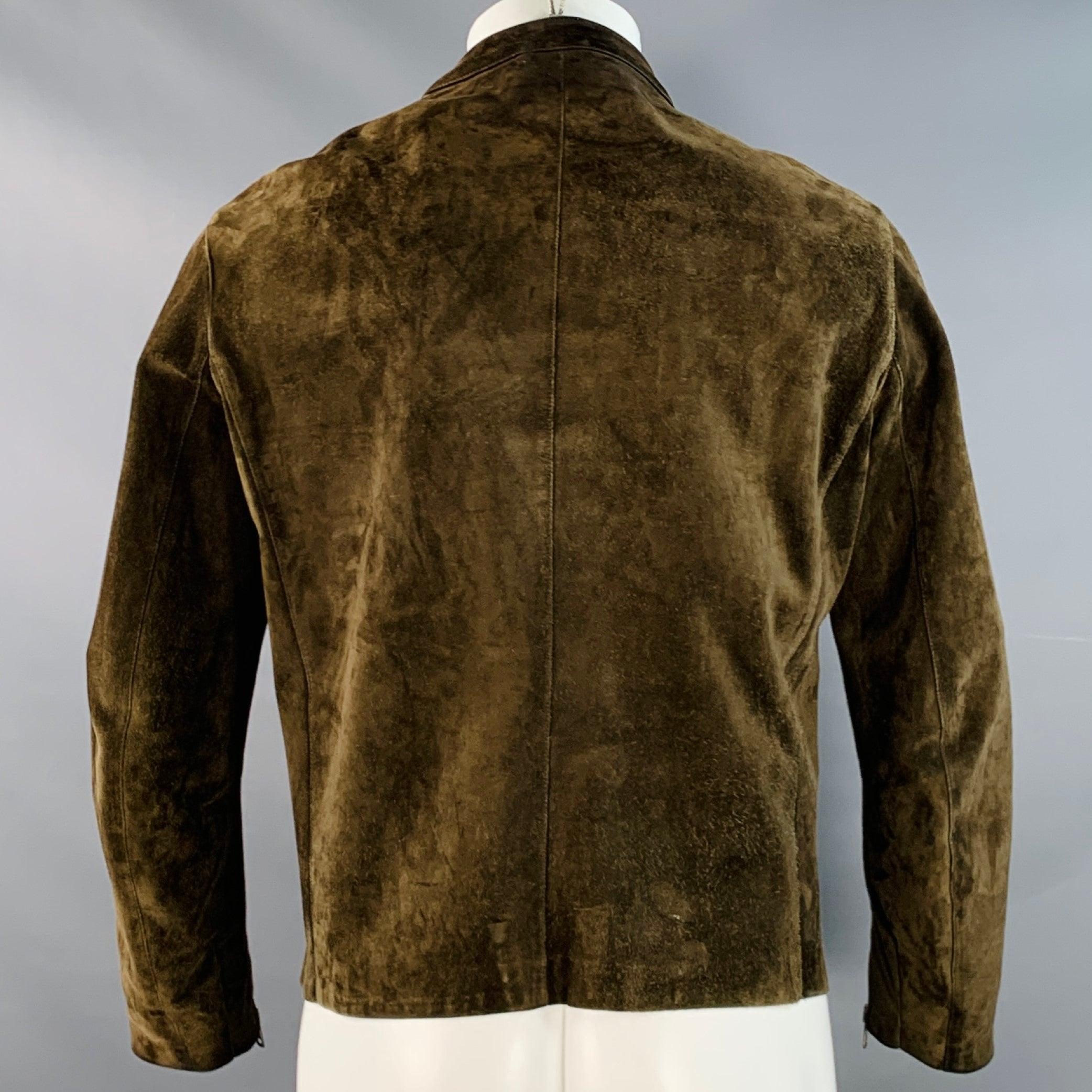 Nero Giacca da moto in pelle scamosciata marrone Oliver di GUCCI taglia M. in vendita