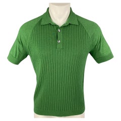GUCCI Size M Green Cashmere Silk Polo