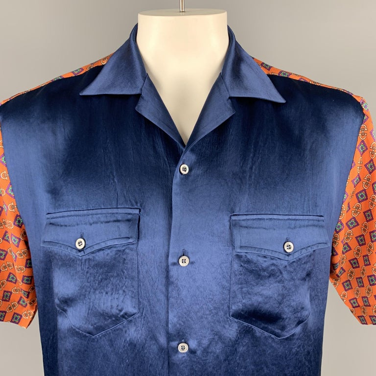 Printed Cotton Bowling Shirt in Orange - Gucci