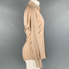 GUCCI Size M Orange Metallic Silk Long Sleeve Shirt