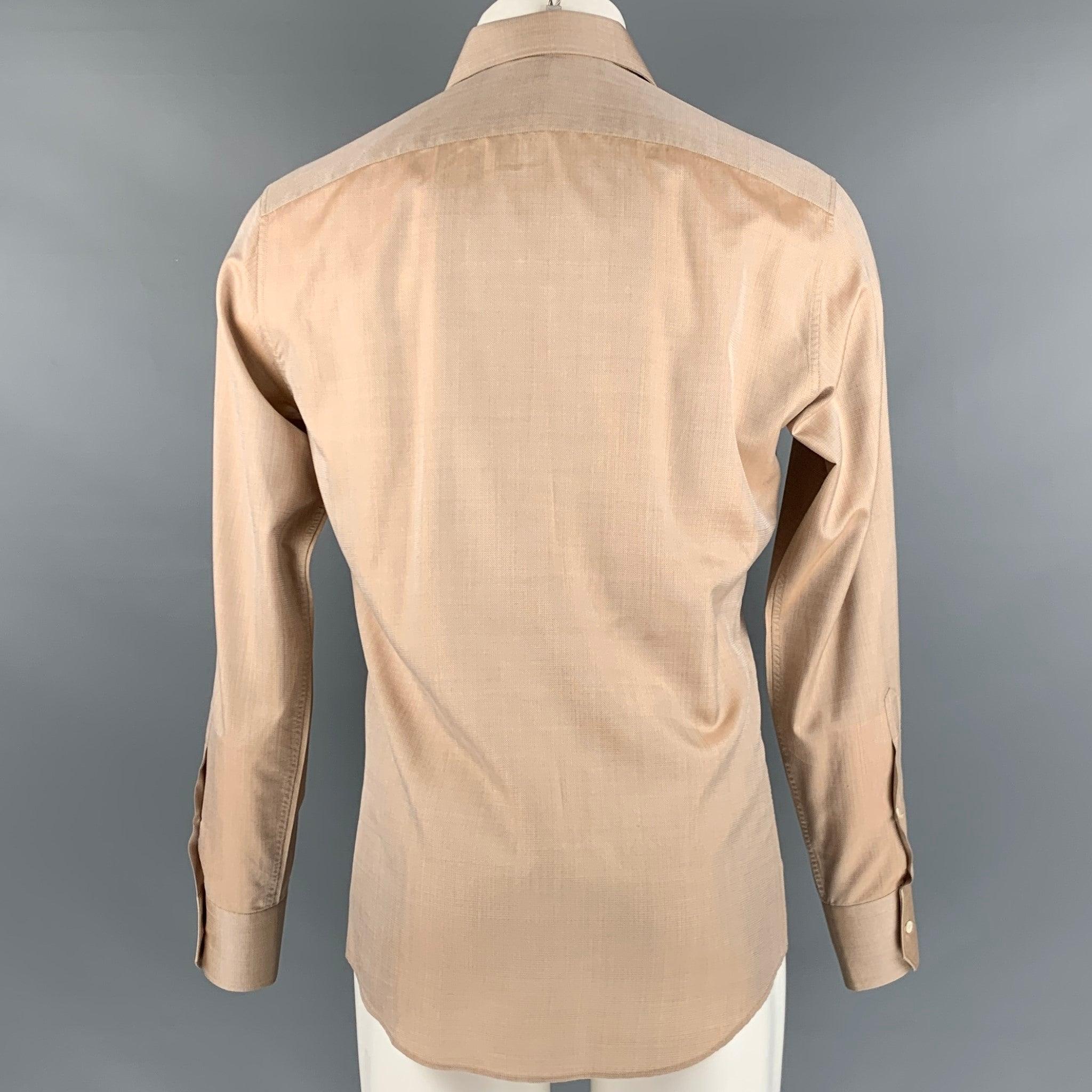 GUCCI Size M Orange Metallic Silk Long Sleeve Shirt In Good Condition For Sale In San Francisco, CA