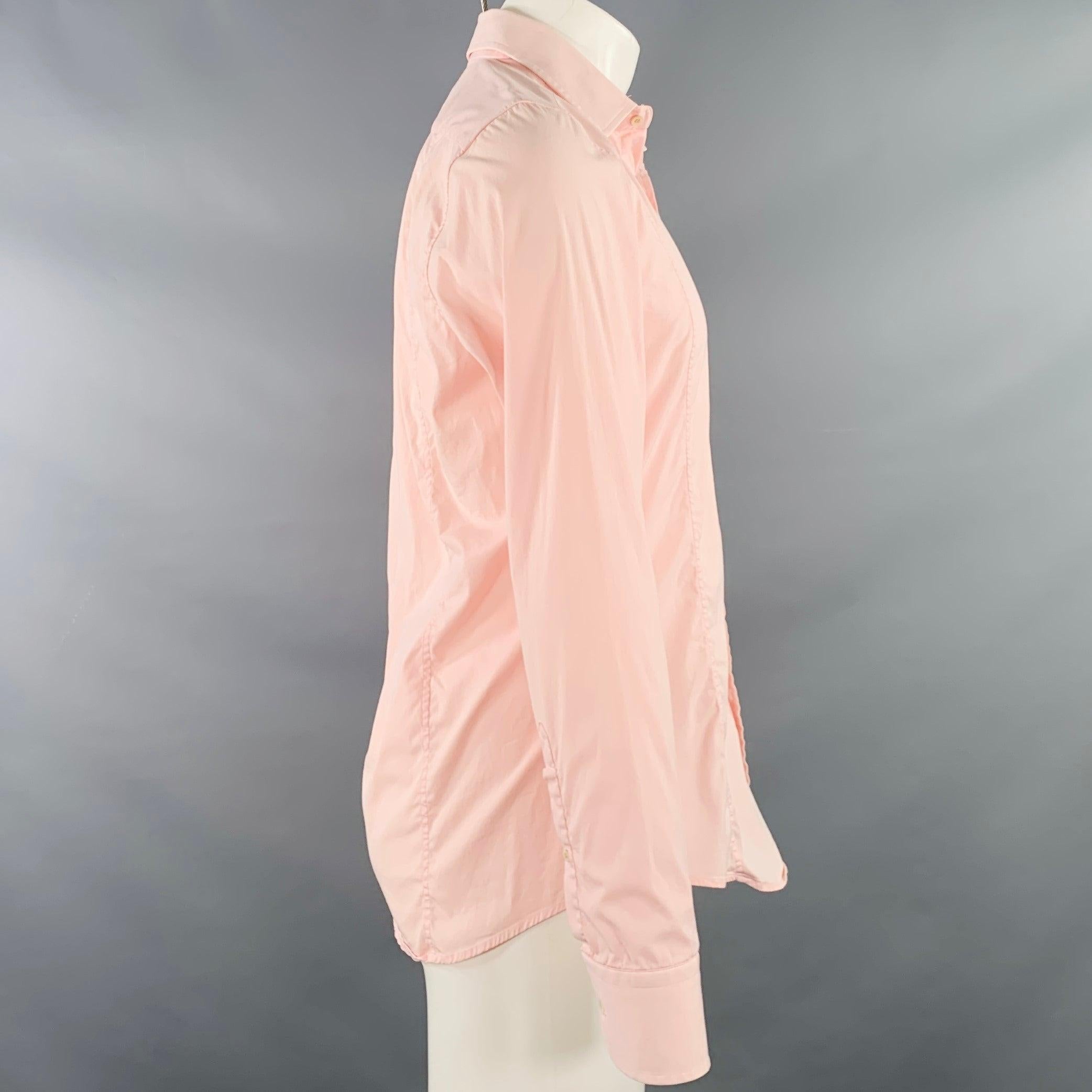 Beige GUCCI Size M Pink Cotton Blend Slim Fit Long Sleeve Shirt