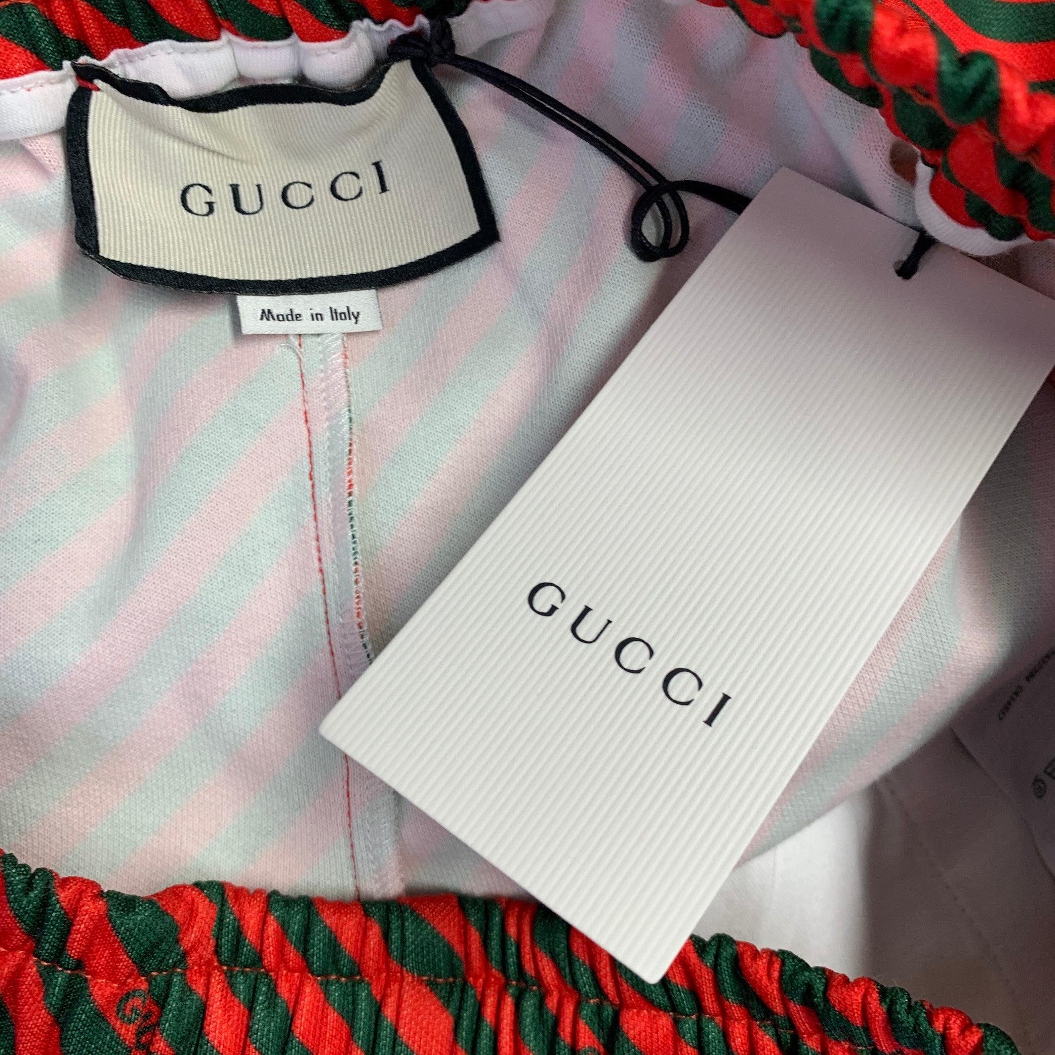 GUCCI Taglia M Red Green Stripe Poliestere Cotone Joggers Pantaloni Casual In condizioni ottime in vendita a San Francisco, CA