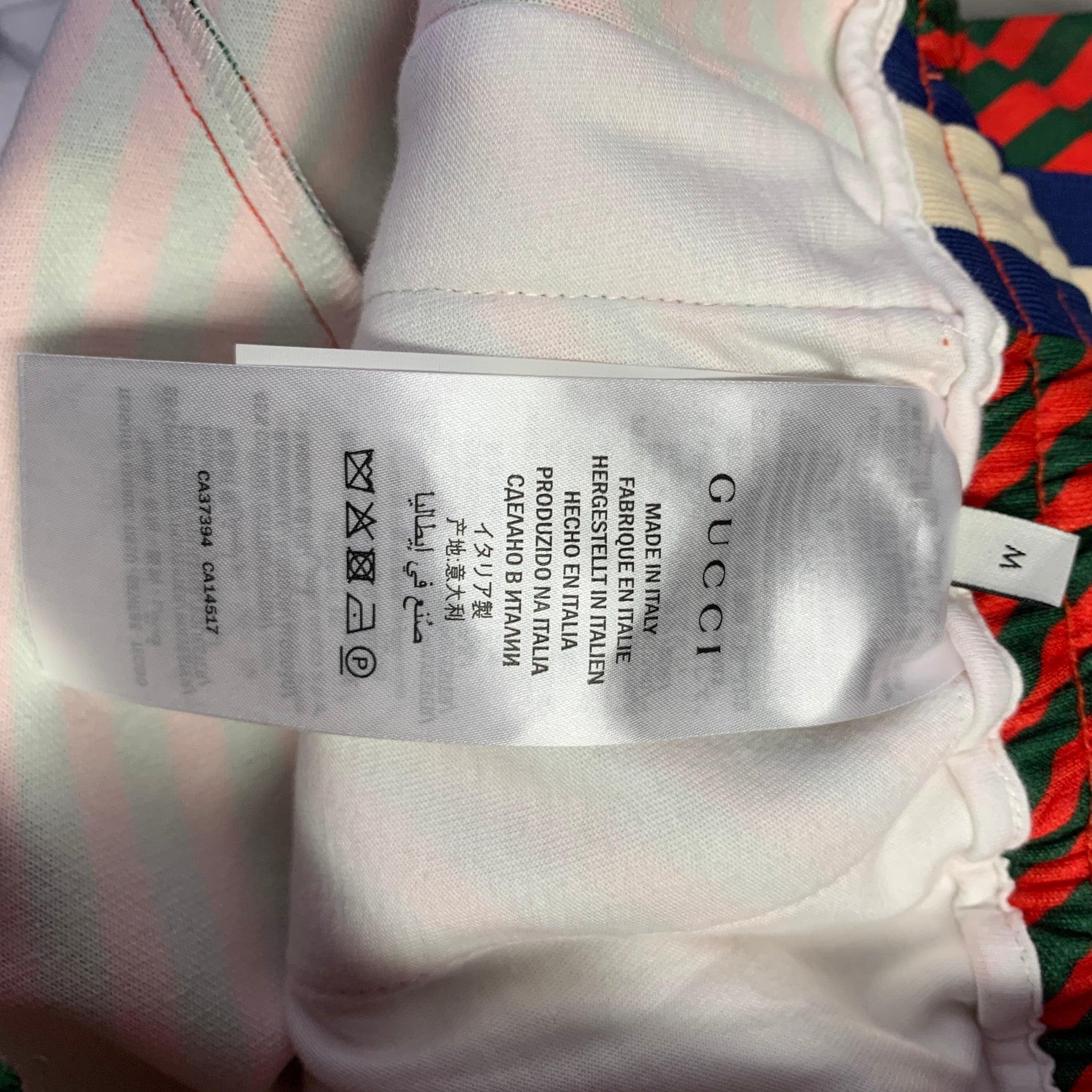 GUCCI Taglia M Red Green Stripe Poliestere Cotone Joggers Pantaloni Casual in vendita 1