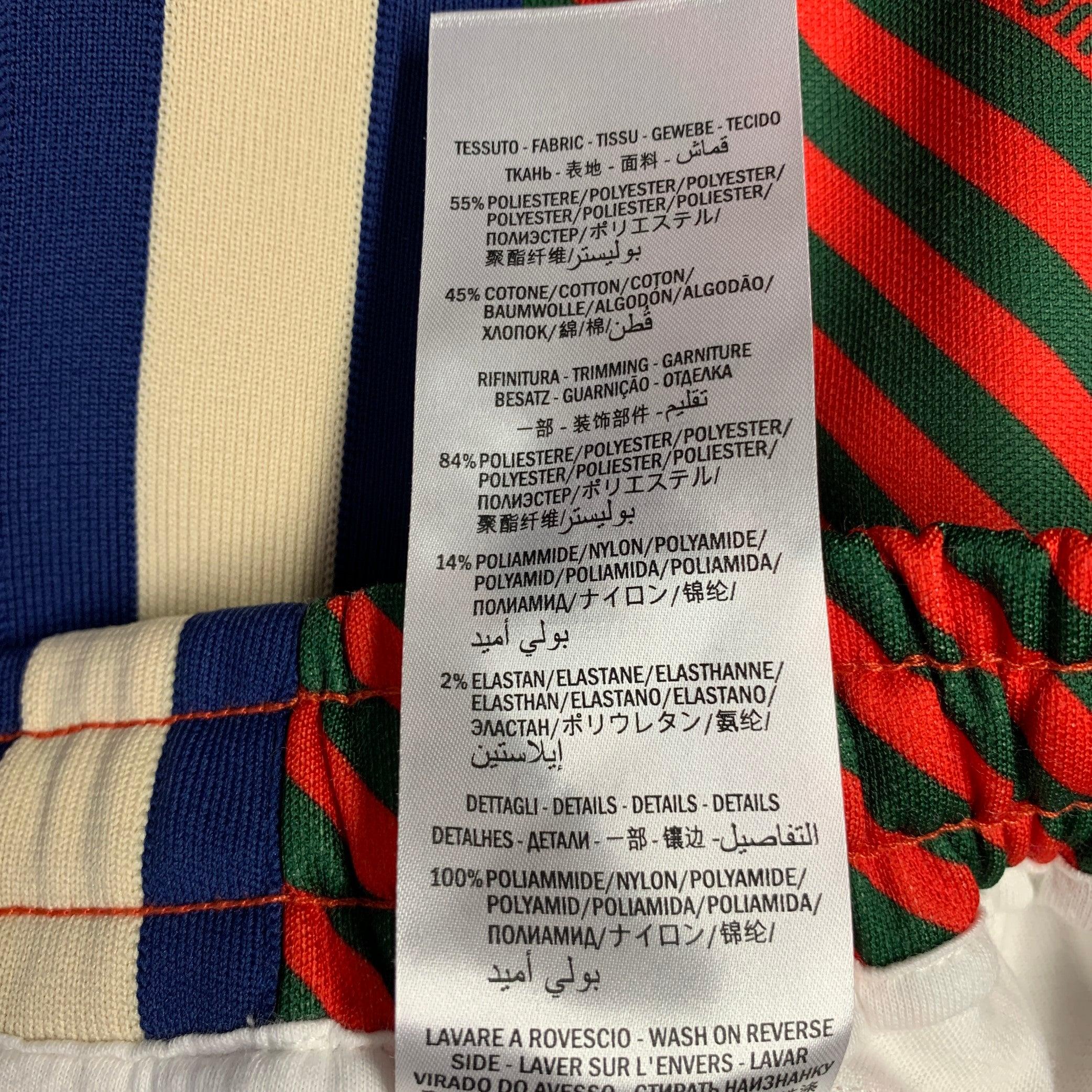 GUCCI Taglia M Red Green Stripe Poliestere Cotone Joggers Pantaloni Casual in vendita 2