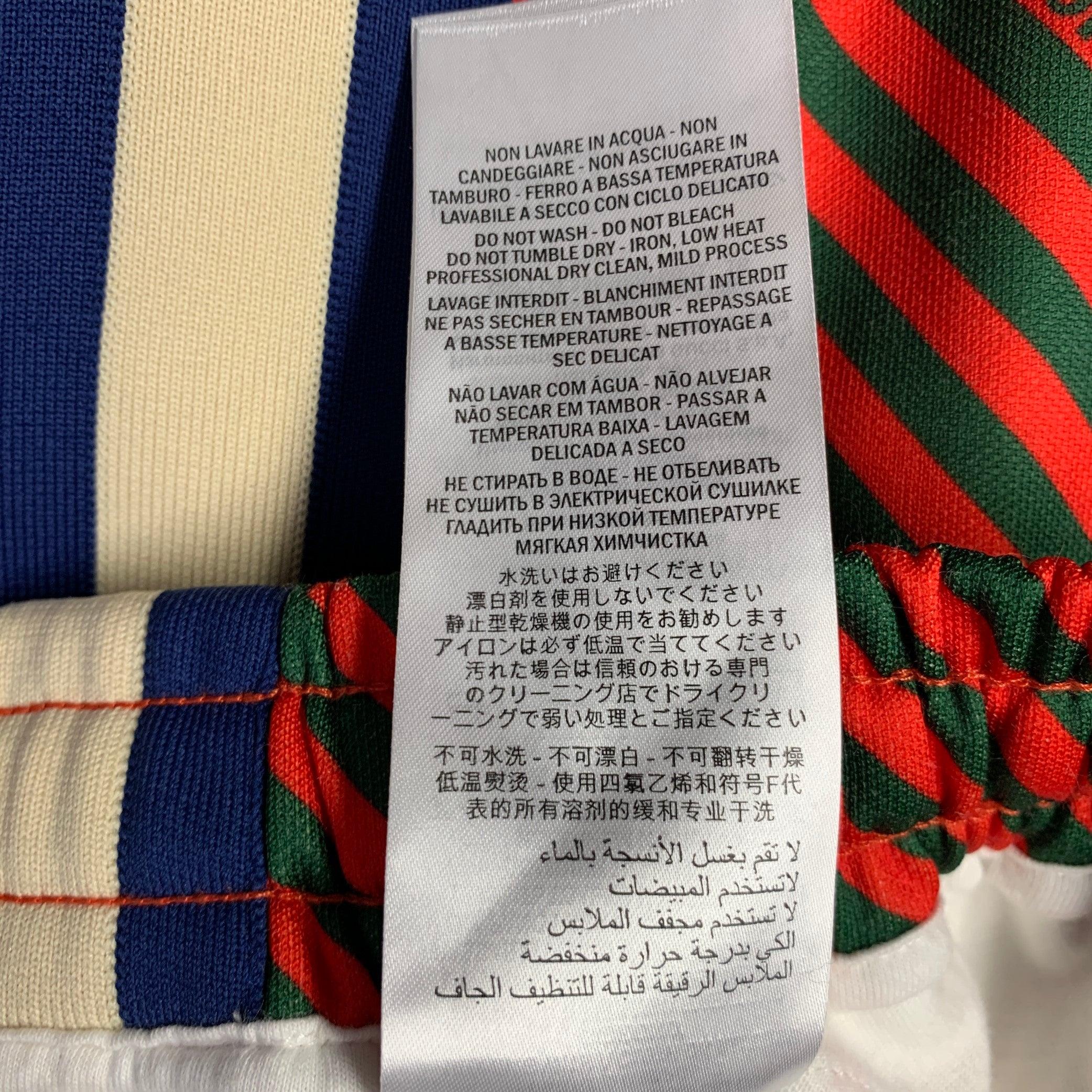 GUCCI Taglia M Red Green Stripe Poliestere Cotone Joggers Pantaloni Casual in vendita 4