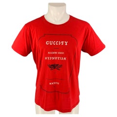 GUCCI Size M Red & White Guccify Logo Cotton Short Sleeve T-shirt