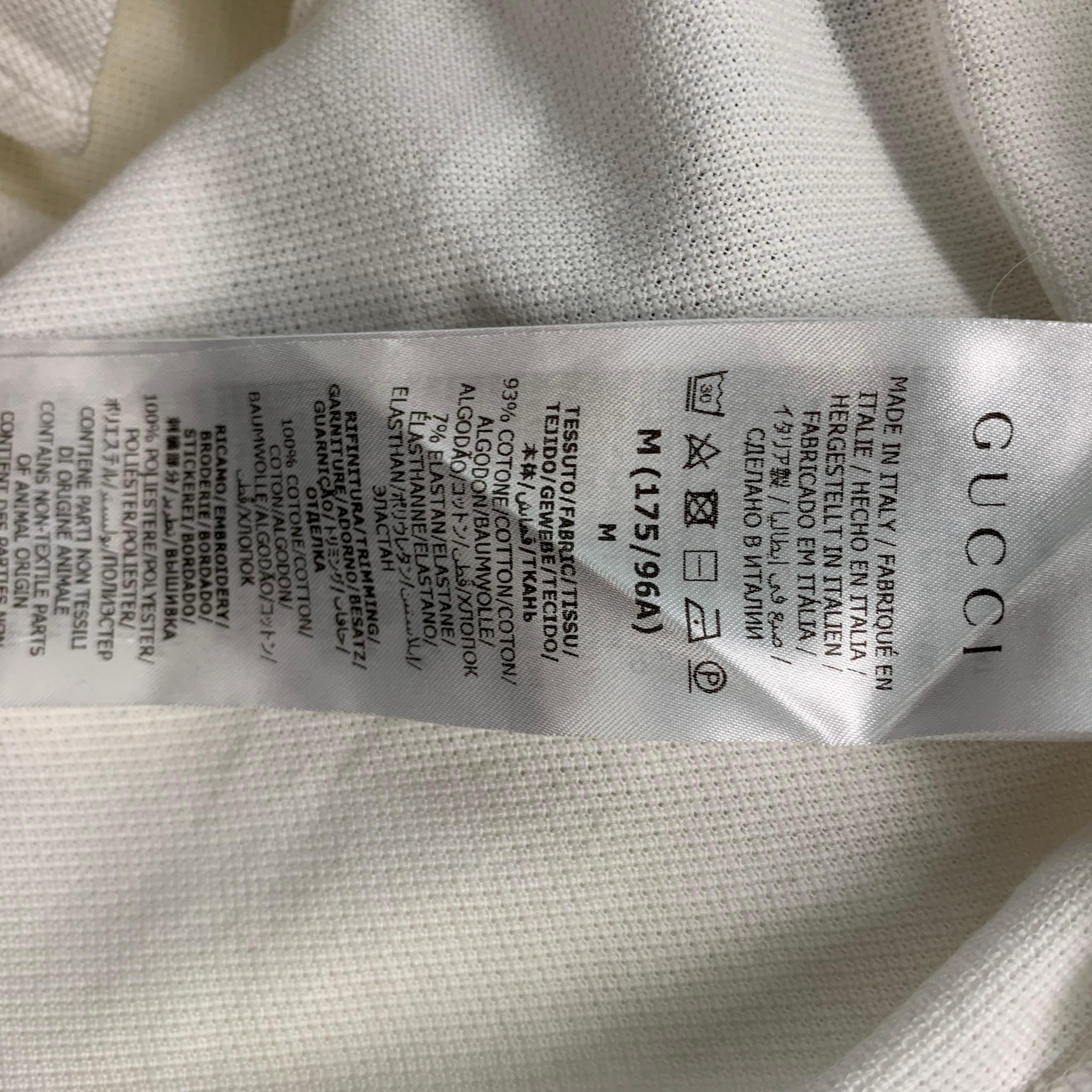 GUCCI Size M White Navy Solid Cotton Buttoned Polo 2