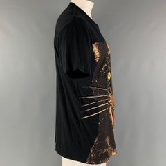 GUCCI Size S Black Gold Embroidery Cotton Crew-Neck T-shirt