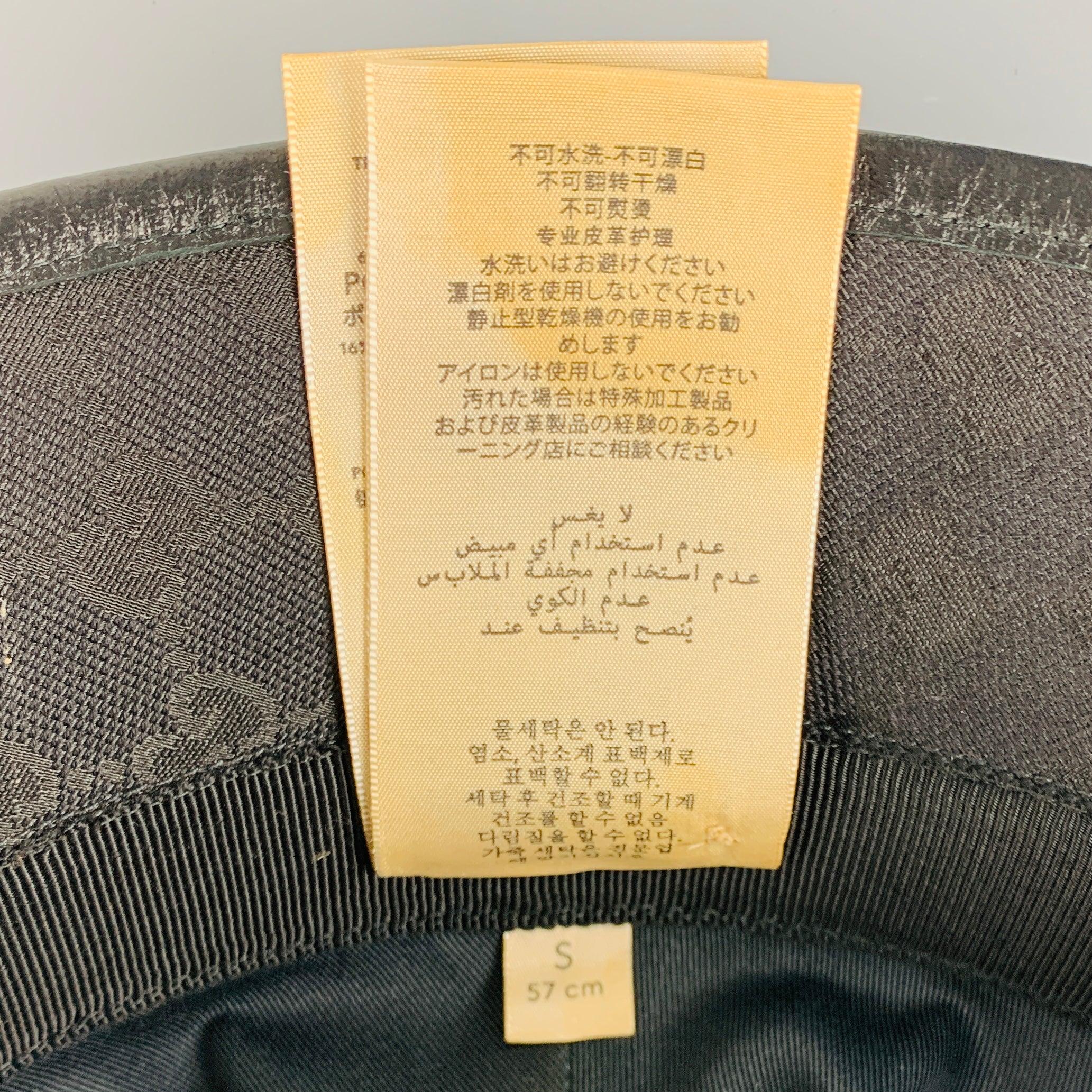 GUCCI Size S Black Gold Logo Polyester Blend Leather Hats For Sale 2
