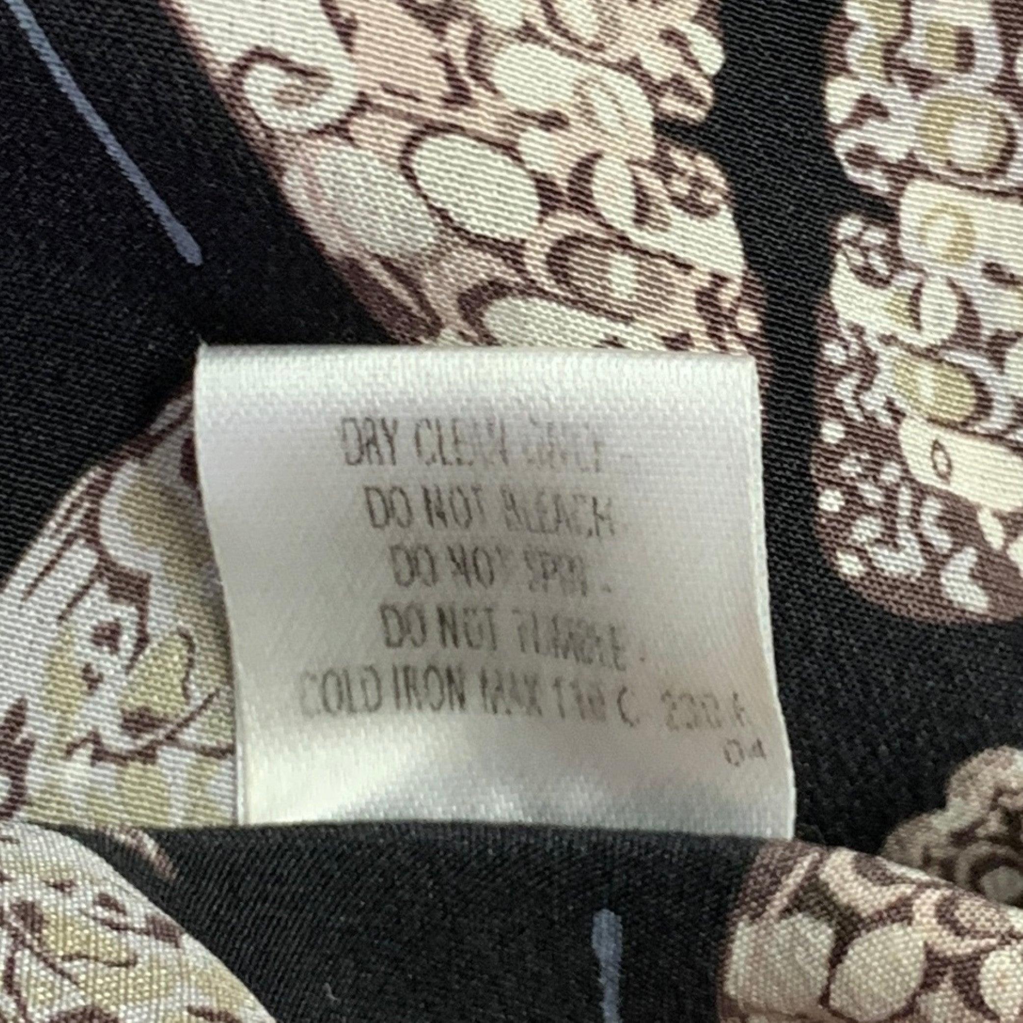 GUCCI Size S Black Rose Grey Butterfly Silk Button Up Long Sleeve Shirt 3