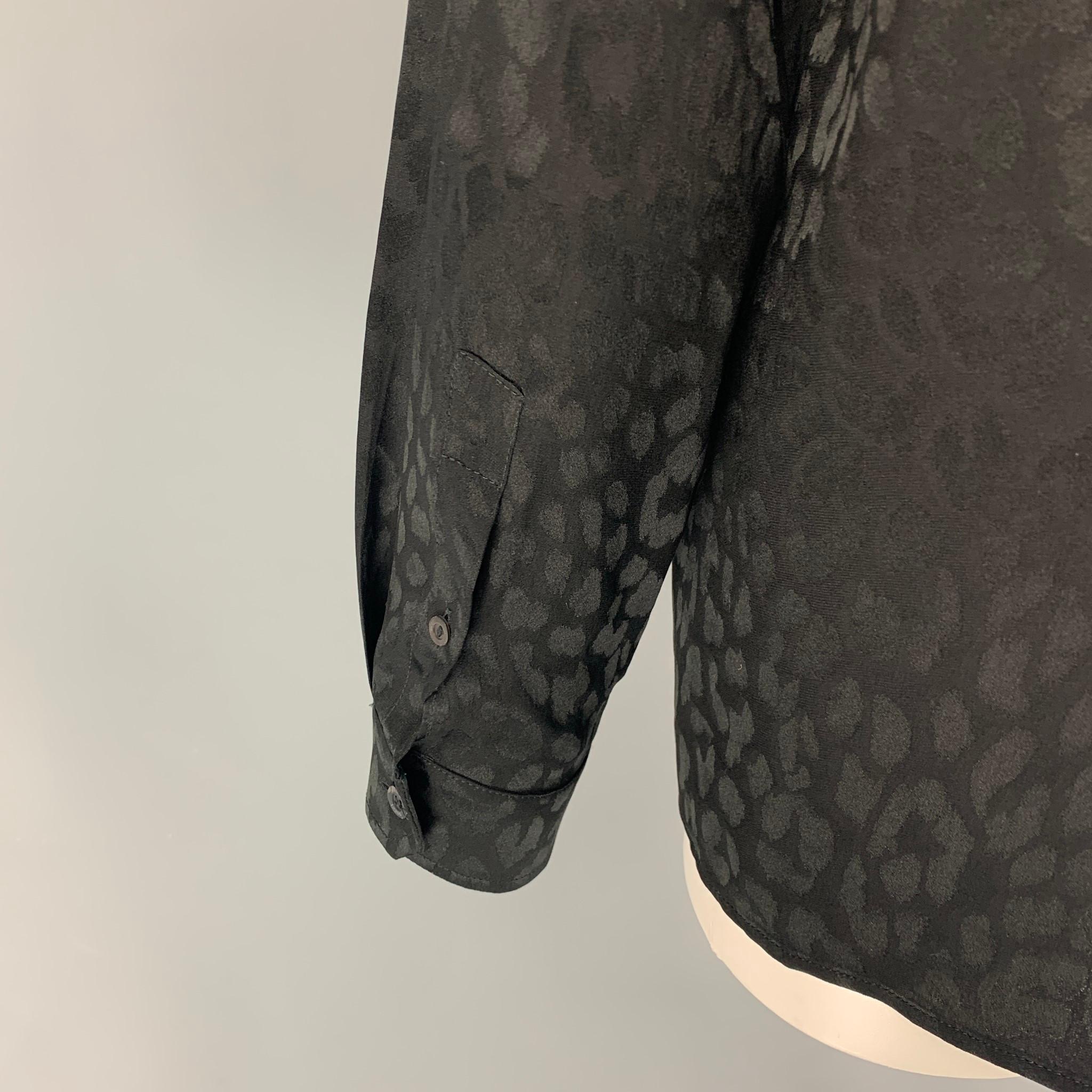 Women's GUCCI Size S Black Silk Animal Print Button Up Shirt