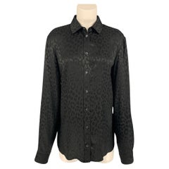 GUCCI Size S Black Silk Animal Print Button Up Shirt