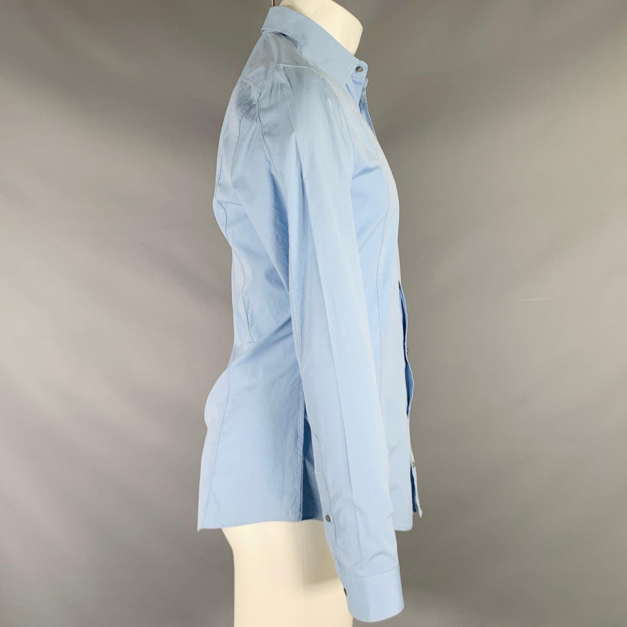 GUCCI Size S Blue Cotton Slim Fit Long Sleeve Shirt In Good Condition In San Francisco, CA