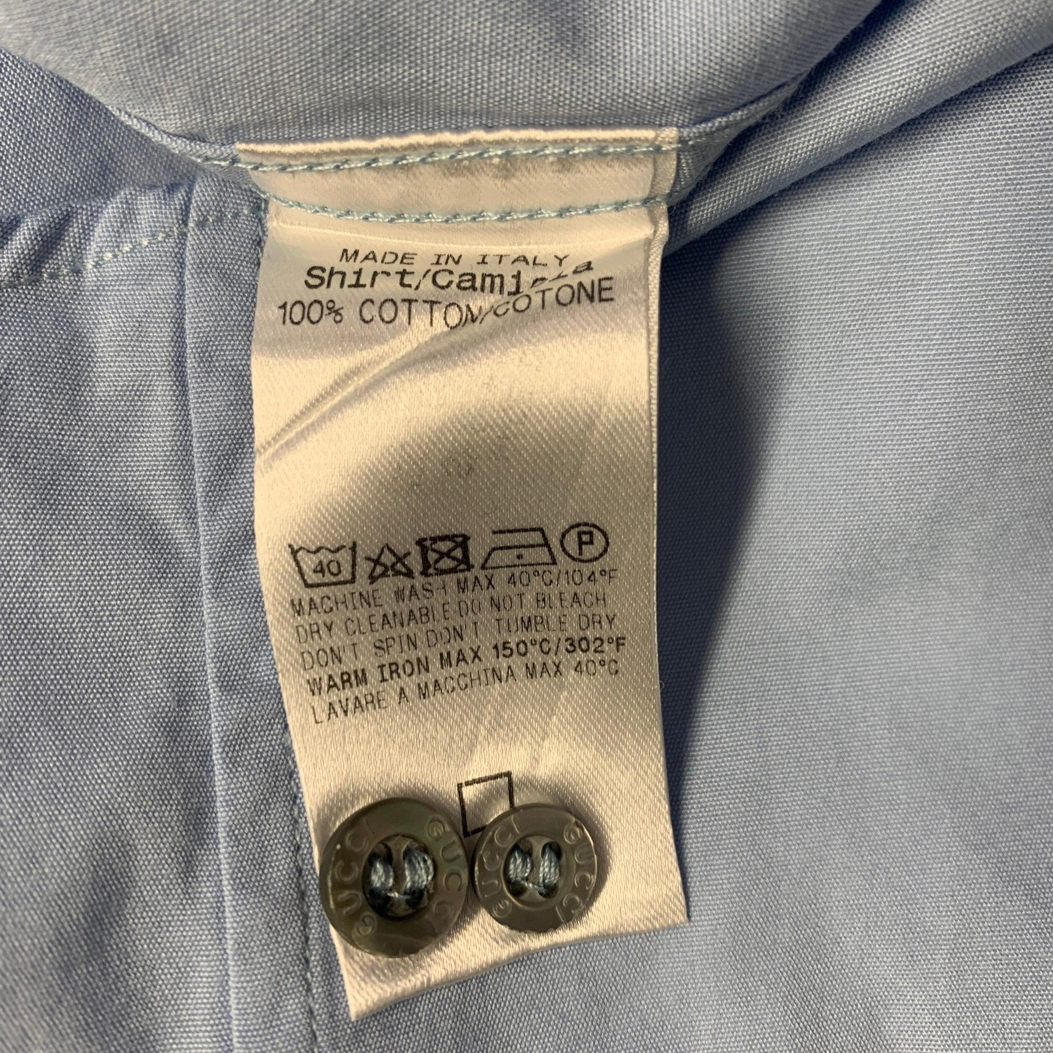 GUCCI Size S Blue Cotton Slim Fit Long Sleeve Shirt 3